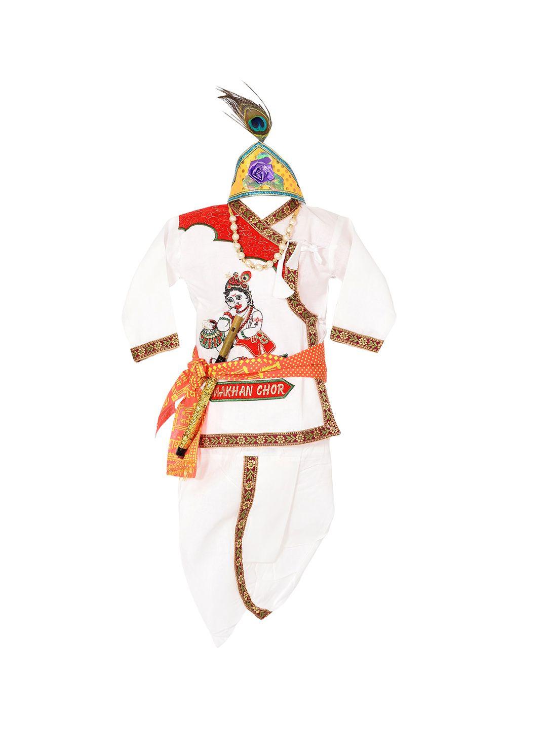 baesd boys ethnic motifs embroidered angrakha pure cotton kurta with dhoti pants