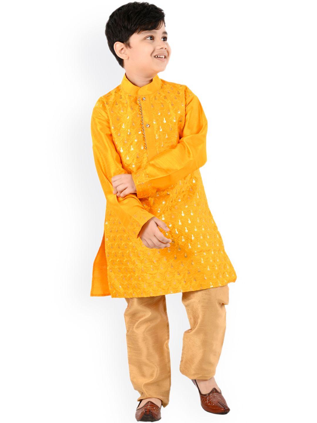 baesd boys ethnic motifs embroidered sequinned kurta with pyjamas