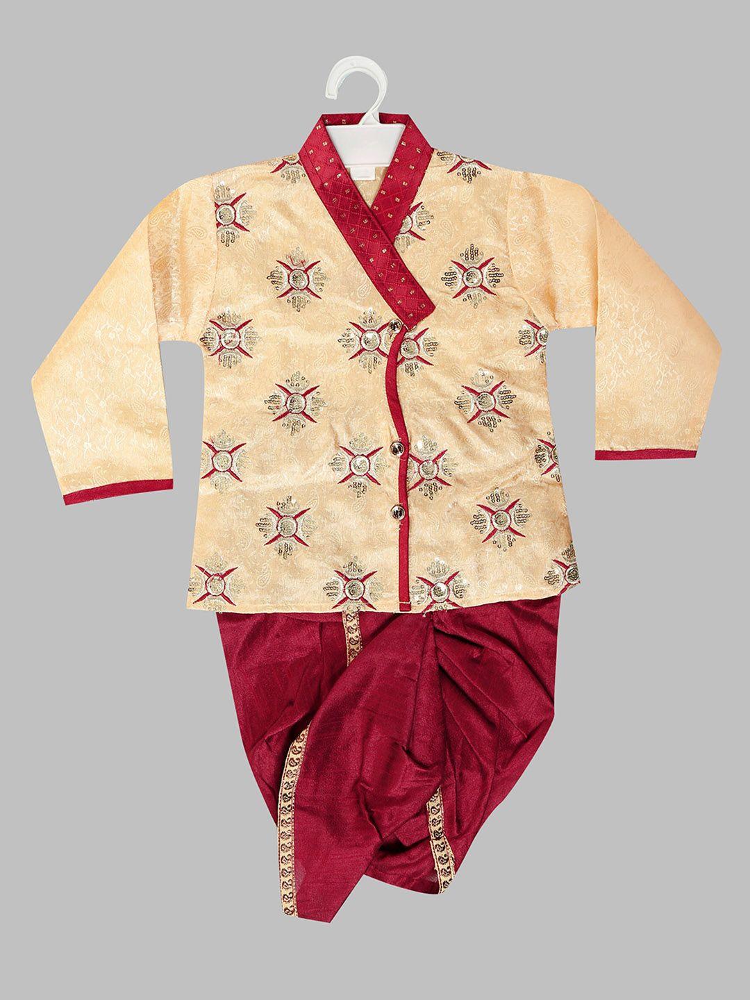 baesd boys ethnic motifs embroidered sequinned kurta with pyjamas