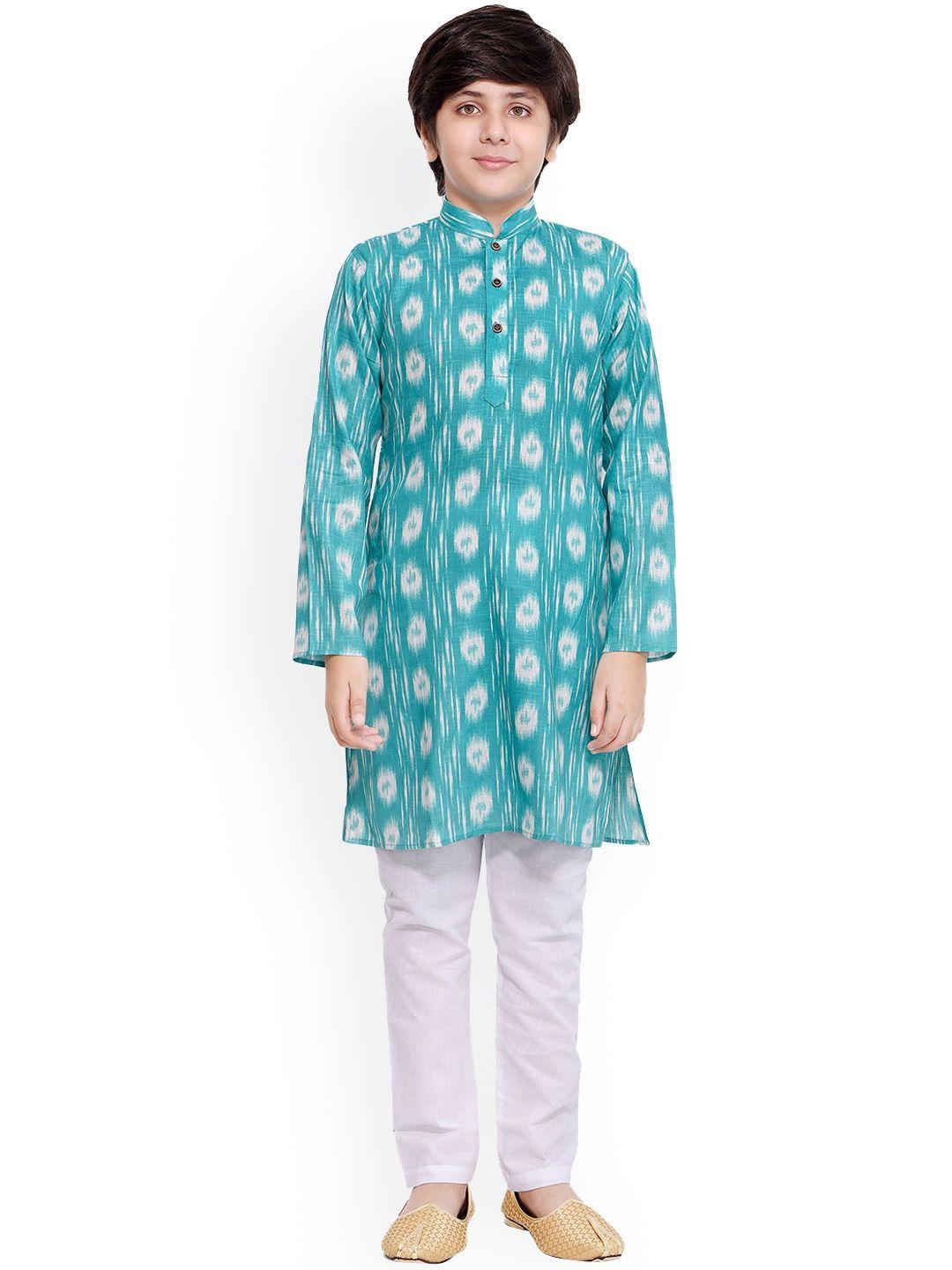 baesd boys ethnic motifs printed mandarin collar regular kurta with dhoti pants