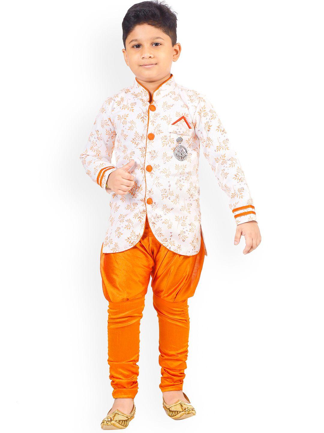 baesd boys ethnic motifs printed mandarin collar sherwani with jodhpuri pants