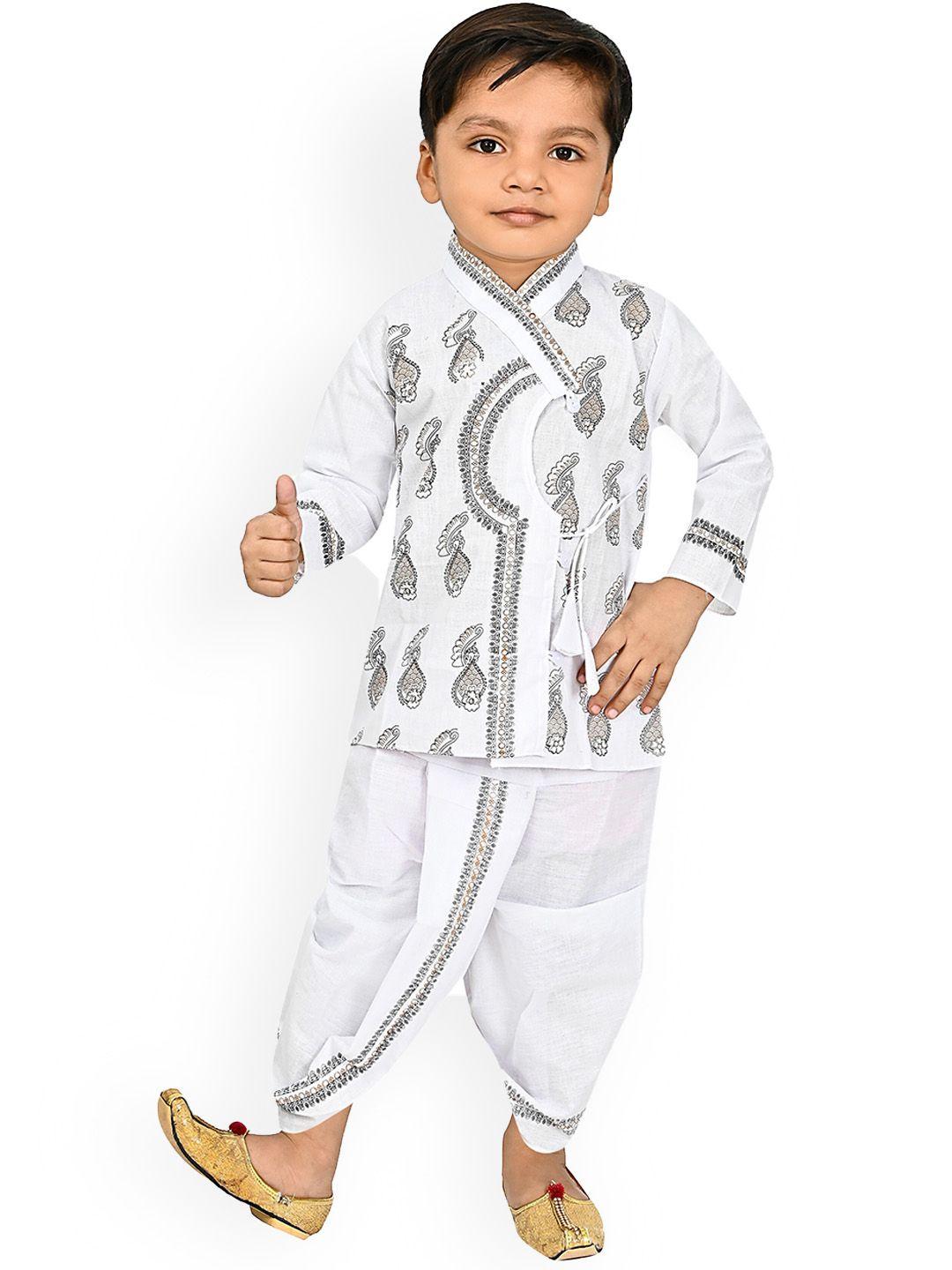 baesd boys ethnic motifs printed regular kurta with dhoti pants