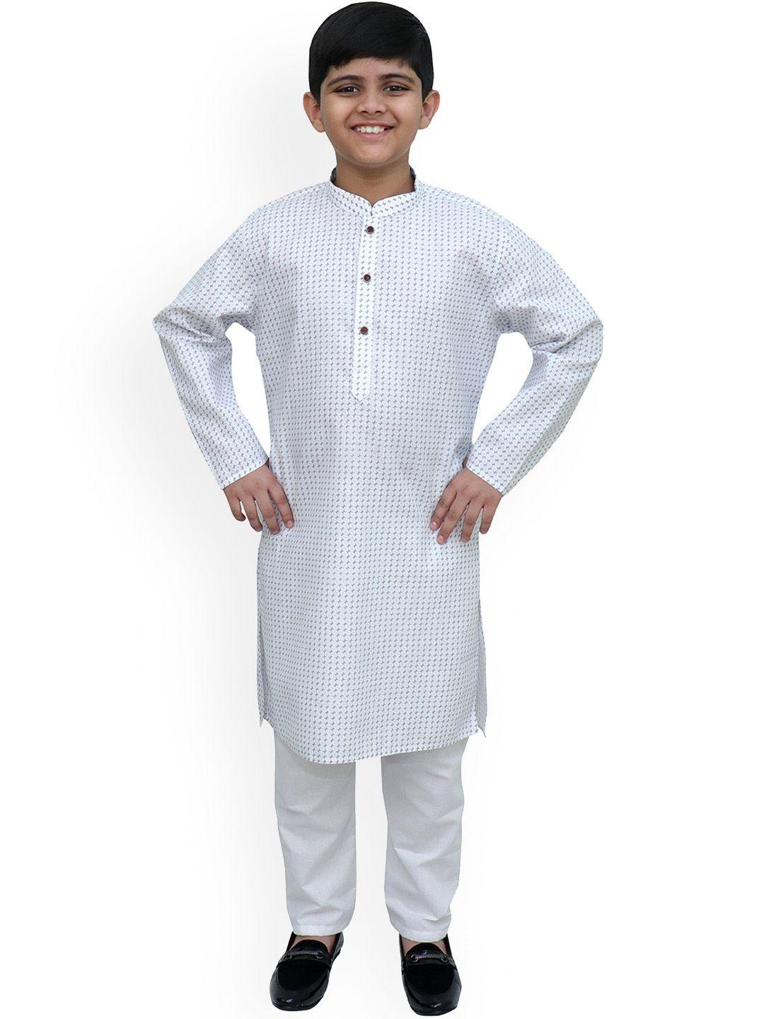 baesd boys ethnic motifs printed regular linen kurta with pyjamas