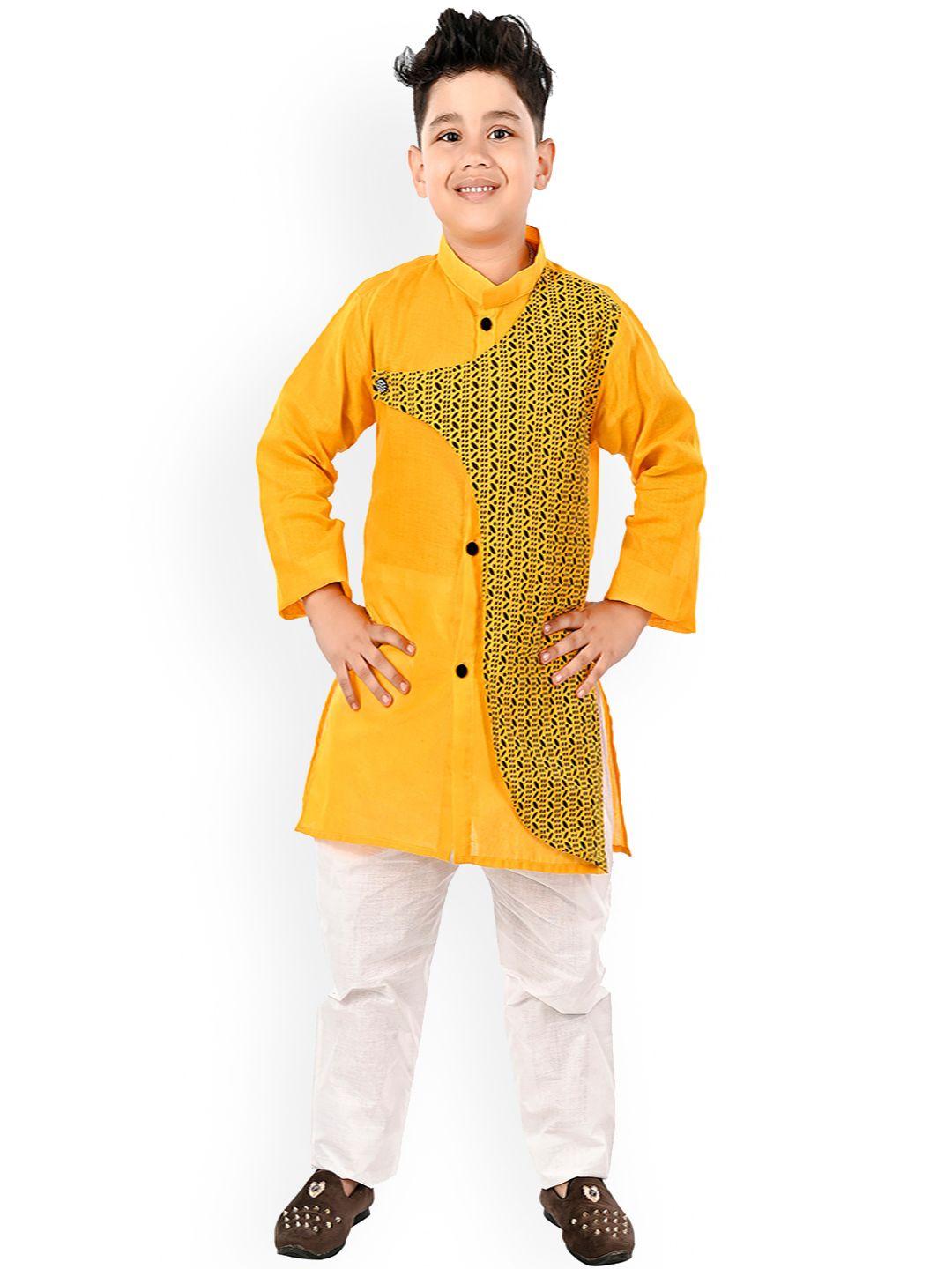 baesd boys ethnic motifs printed regular pure cotton kurta with pyjamas