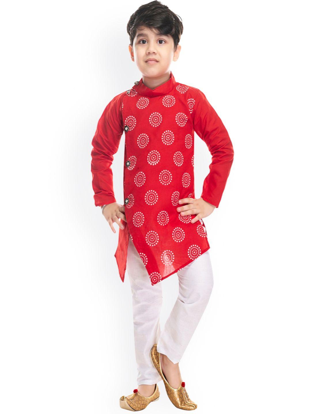 baesd boys ethnic motifs printed regular pure cotton kurta with trousers