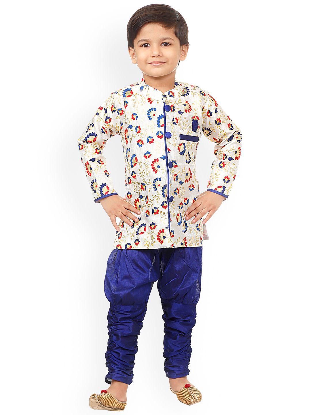 baesd boys ethnic motifs woven design sherwani with dhoti pants
