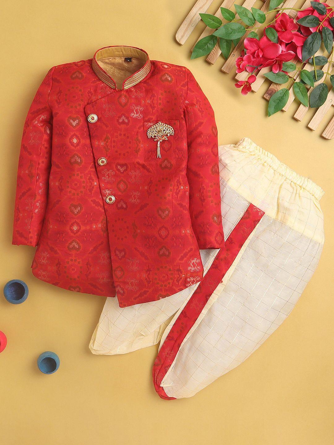 baesd boys ethnic motifs woven design silk cotton kurta with dhoti pants
