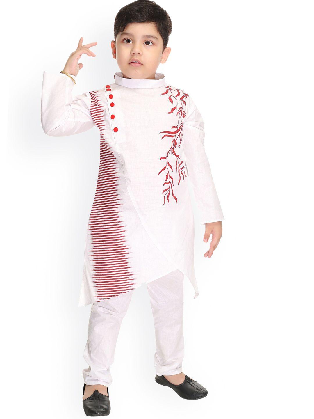 baesd boys floral printed regular pure cotton kurta with pyjamas