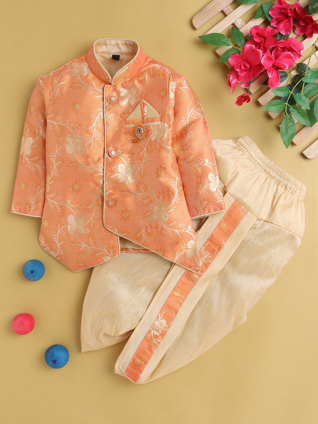 baesd boys floral woven designed regular kurta with dhoti pants