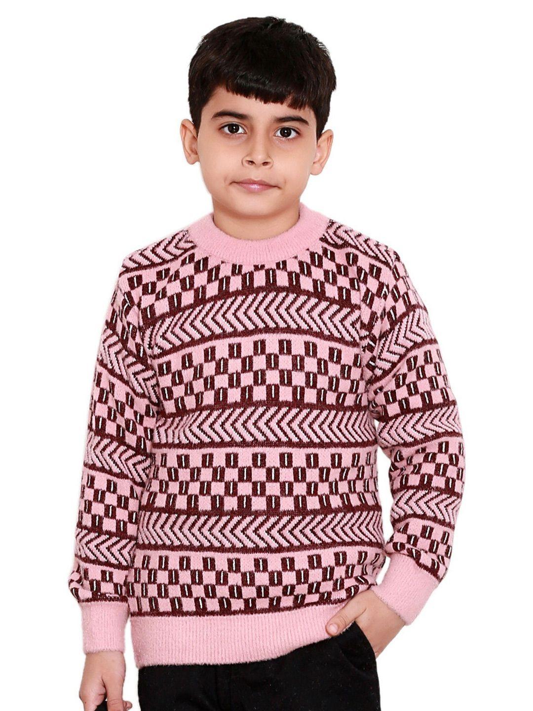 baesd boys geometric printed round neck long sleeves pullover sweater