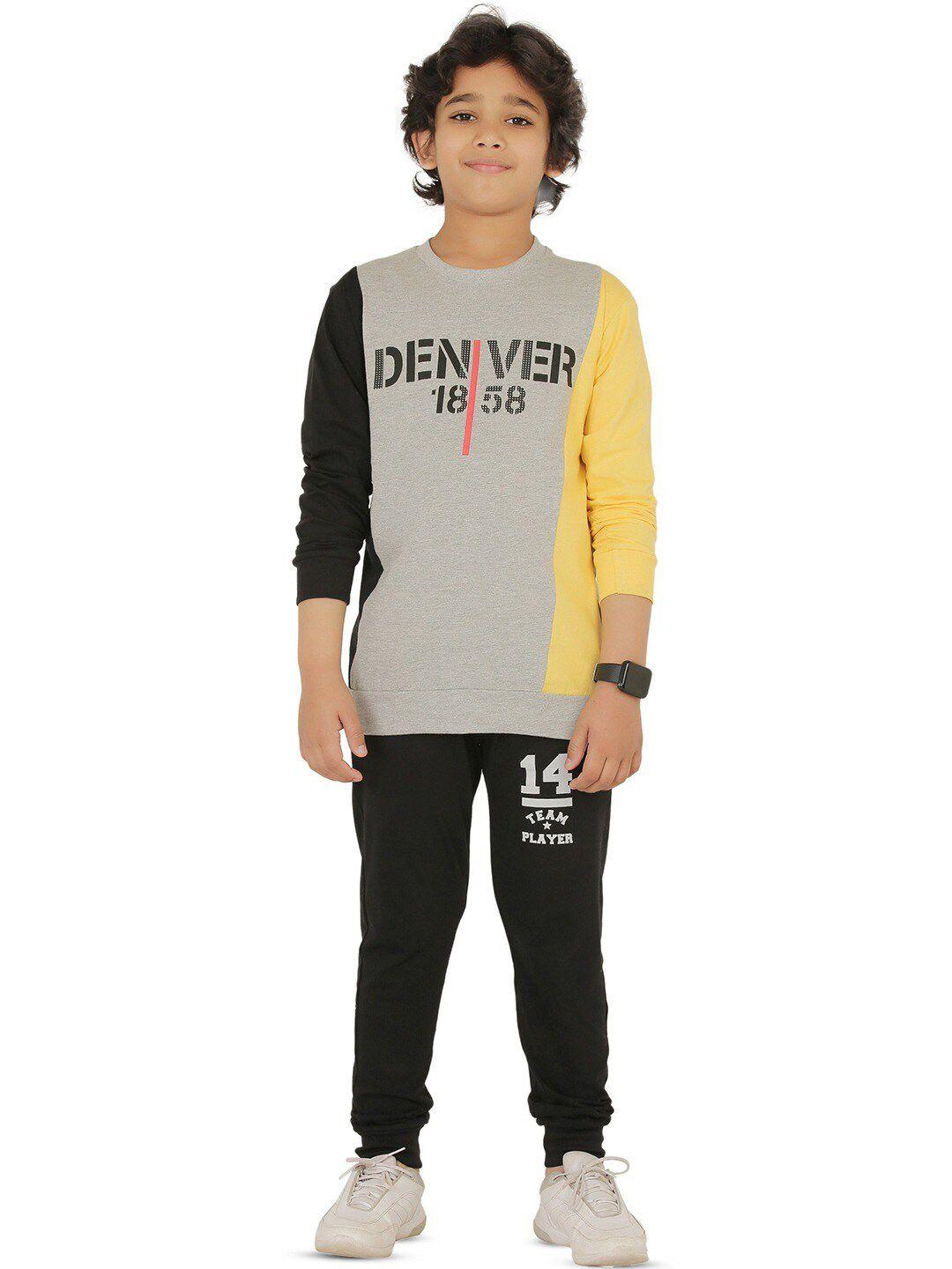 baesd boys grey & black printed t-shirt with trousers