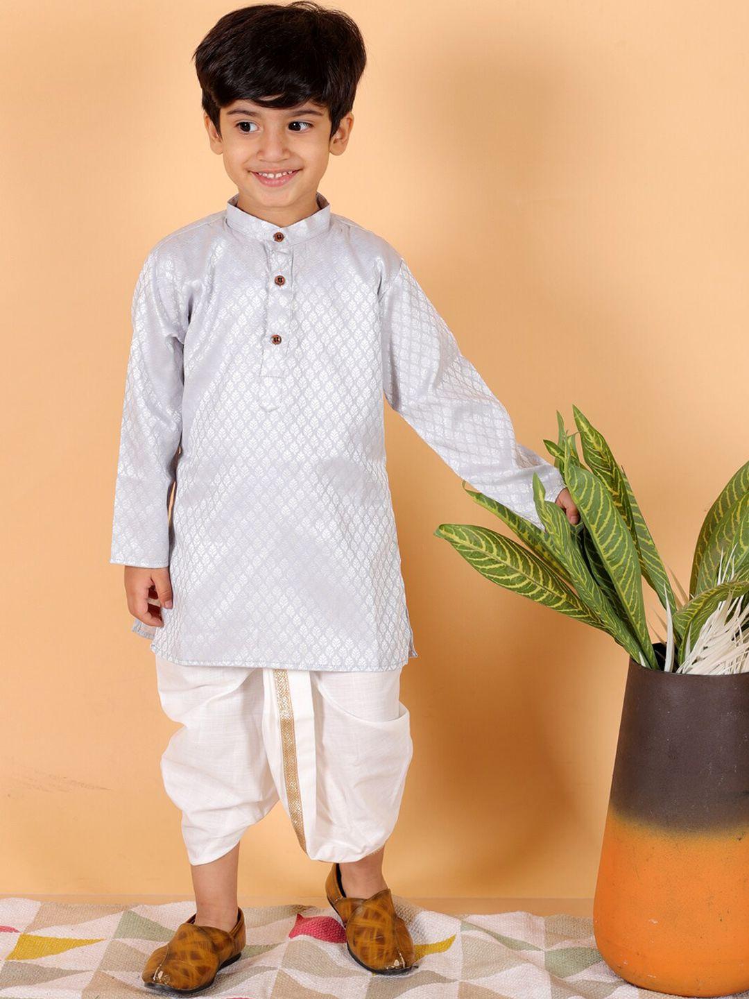 baesd boys grey regular kurta with dhoti pants