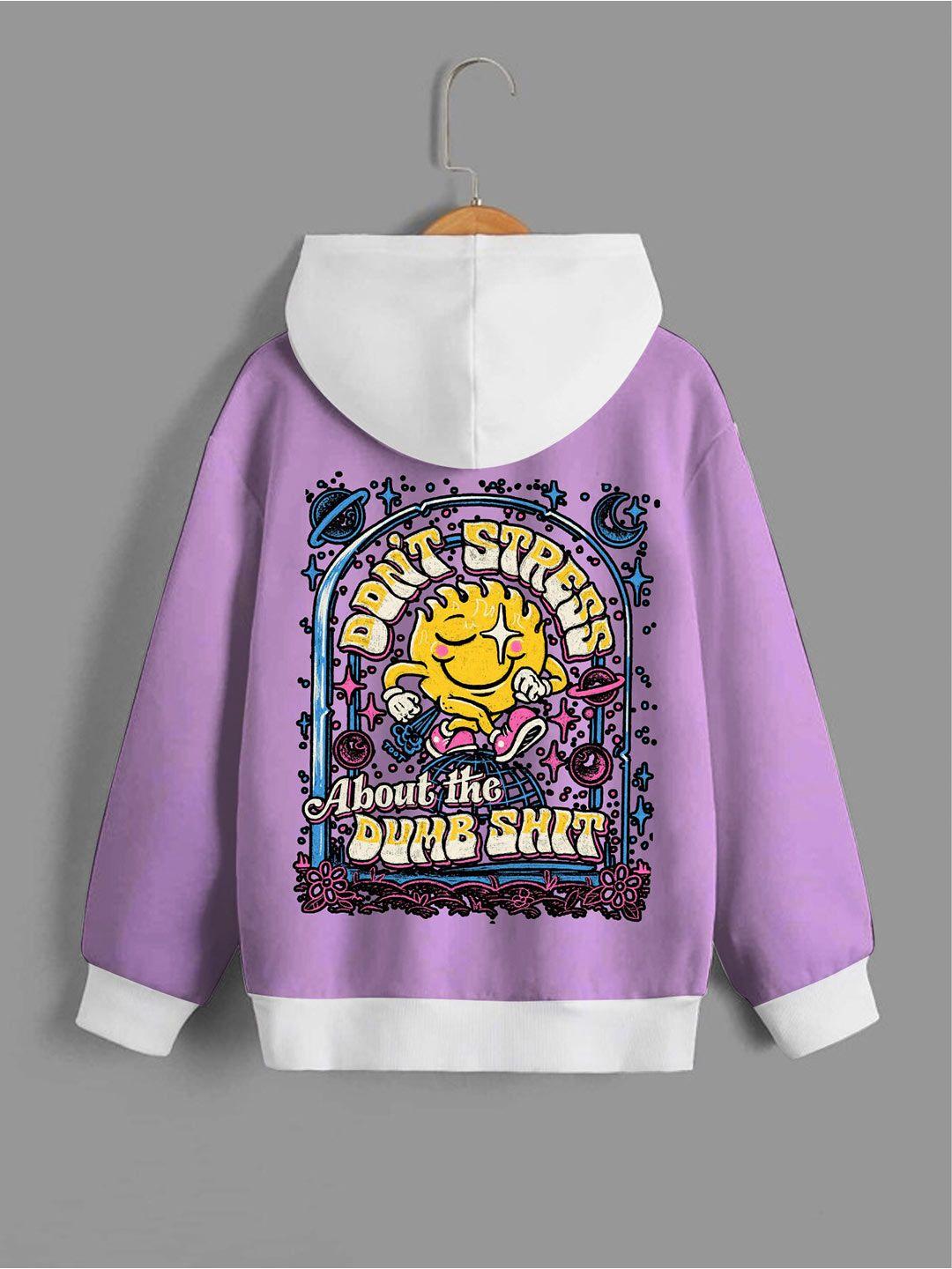 baesd boys lavender printed hooded sweatshirt