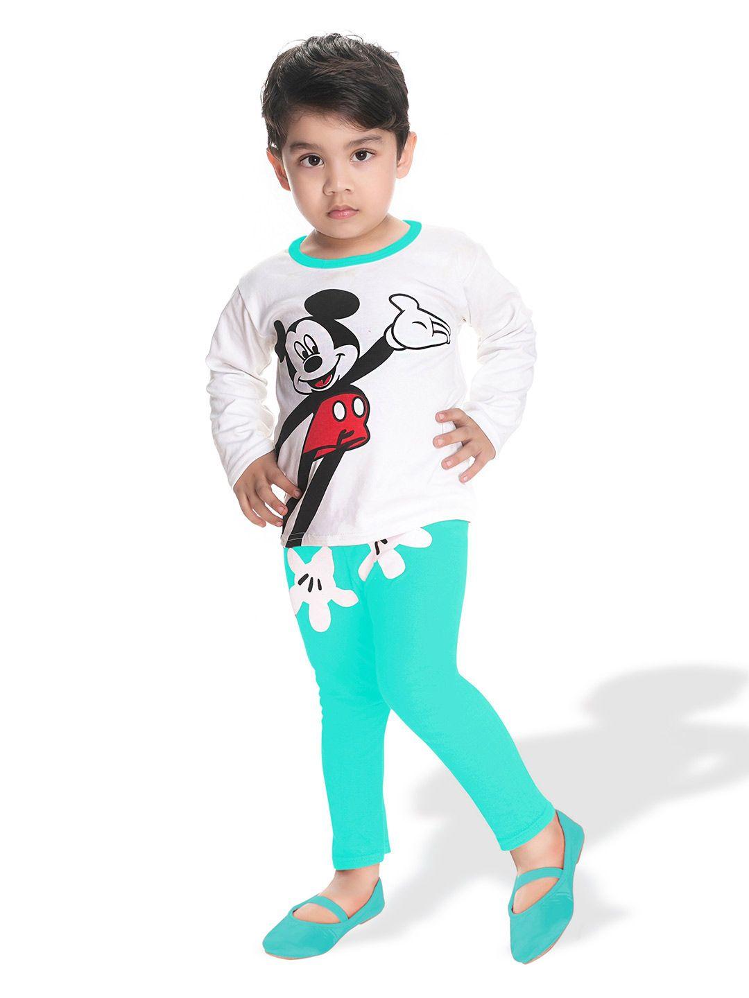 baesd boys mickey mouse printed cotton t-shirt with trousers