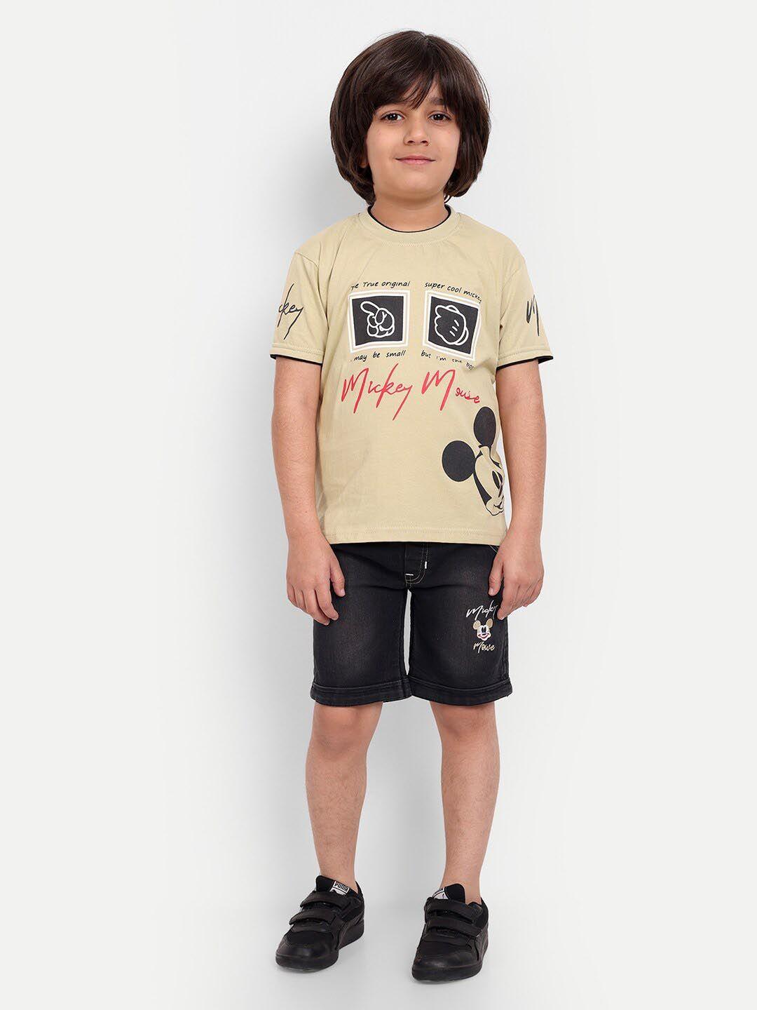 baesd boys mickey mouse printed pure cotton t-shirt with shorts