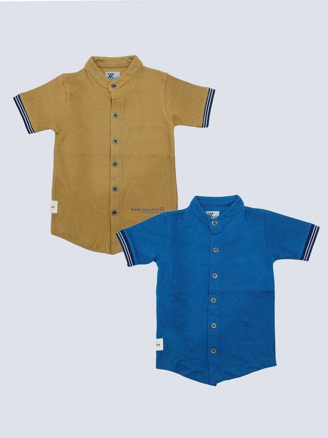 baesd boys multicoloured 2 striped mandarin collar pockets t-shirt