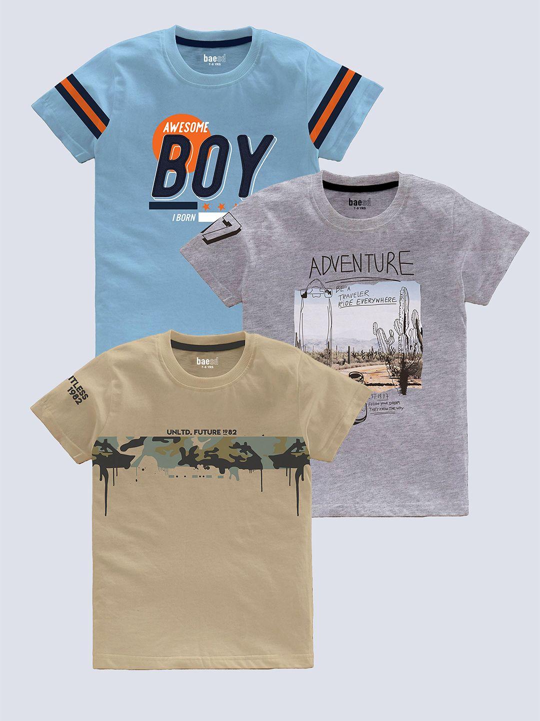 baesd boys multicoloured typography 3 printed pockets t-shirt
