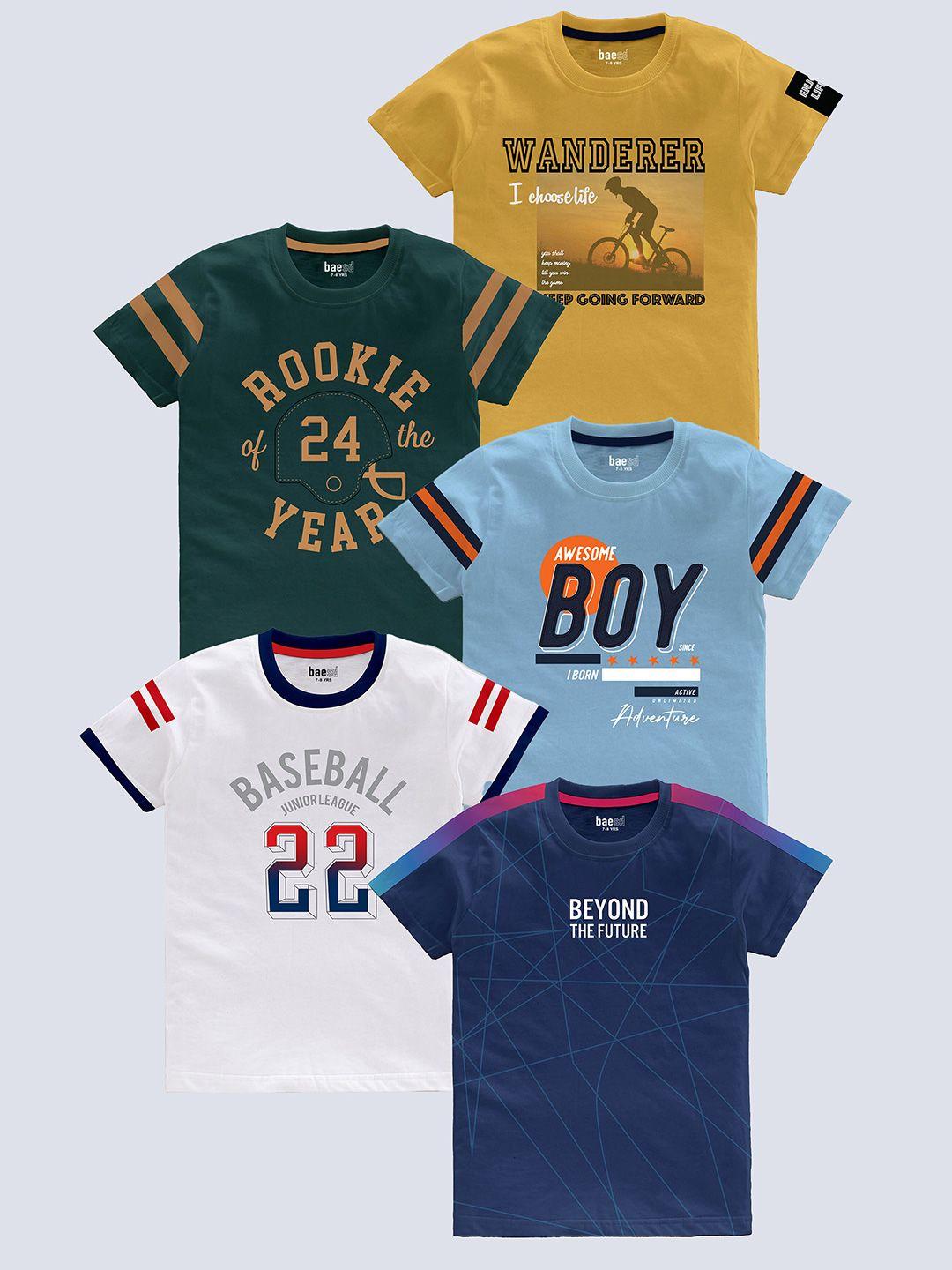 baesd boys multicoloured typography 5 printed applique t-shirt