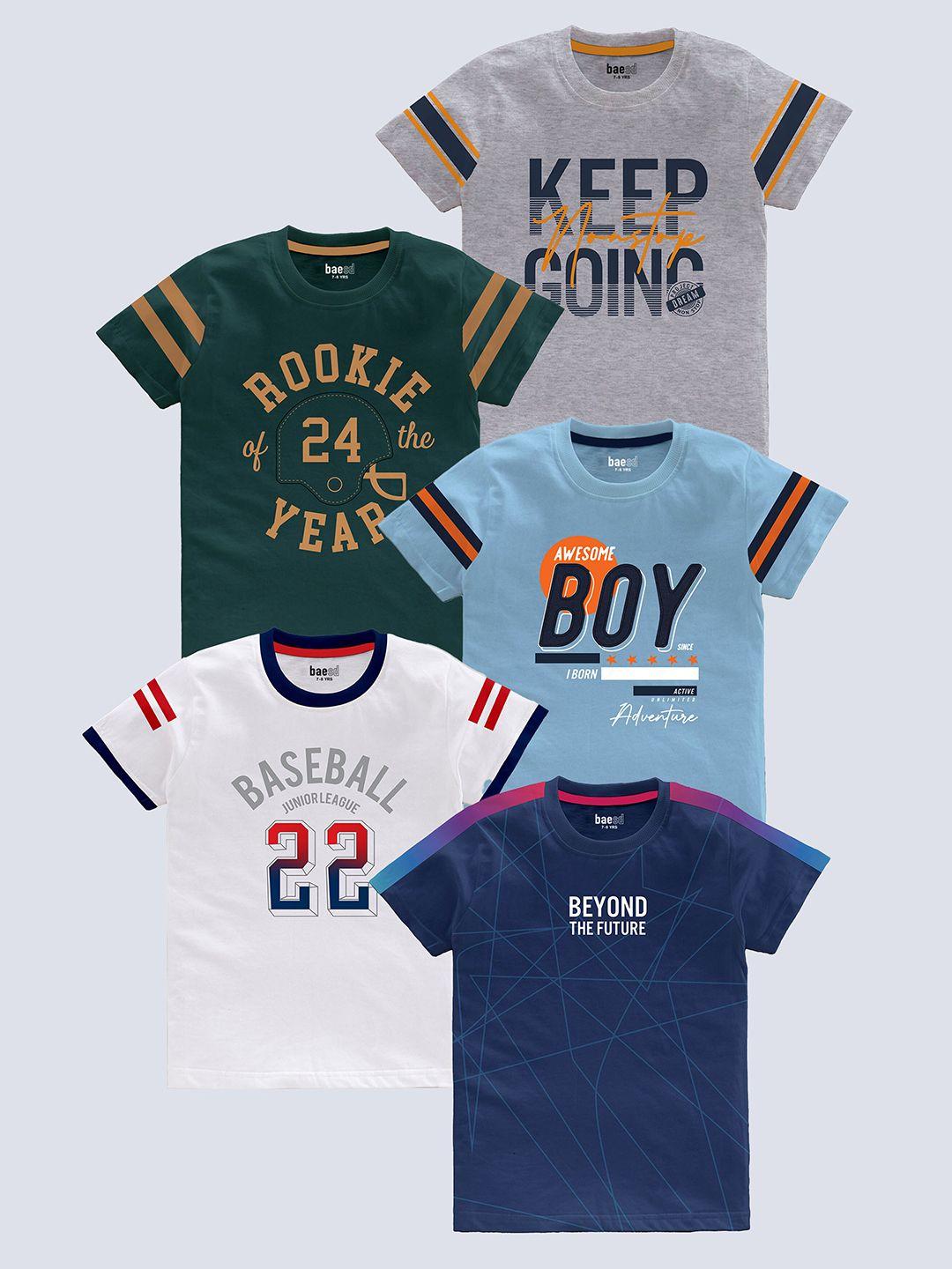 baesd boys multicoloured typography 5 printed applique t-shirt