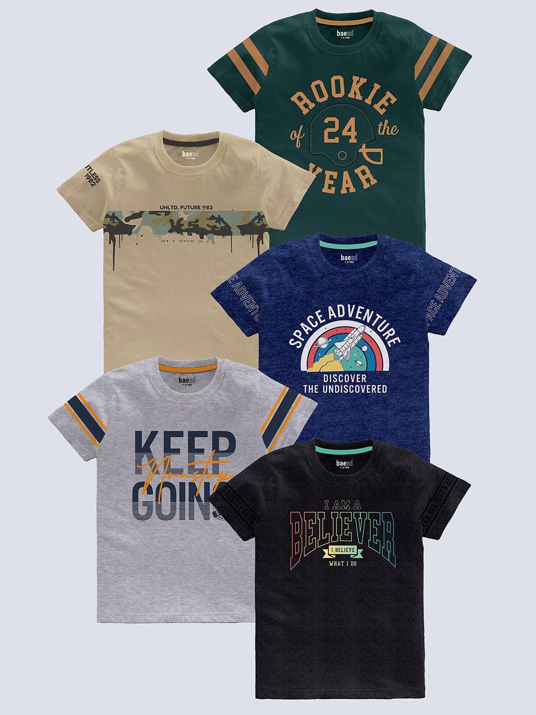 baesd boys multicoloured typography 5 printed pockets t-shirt