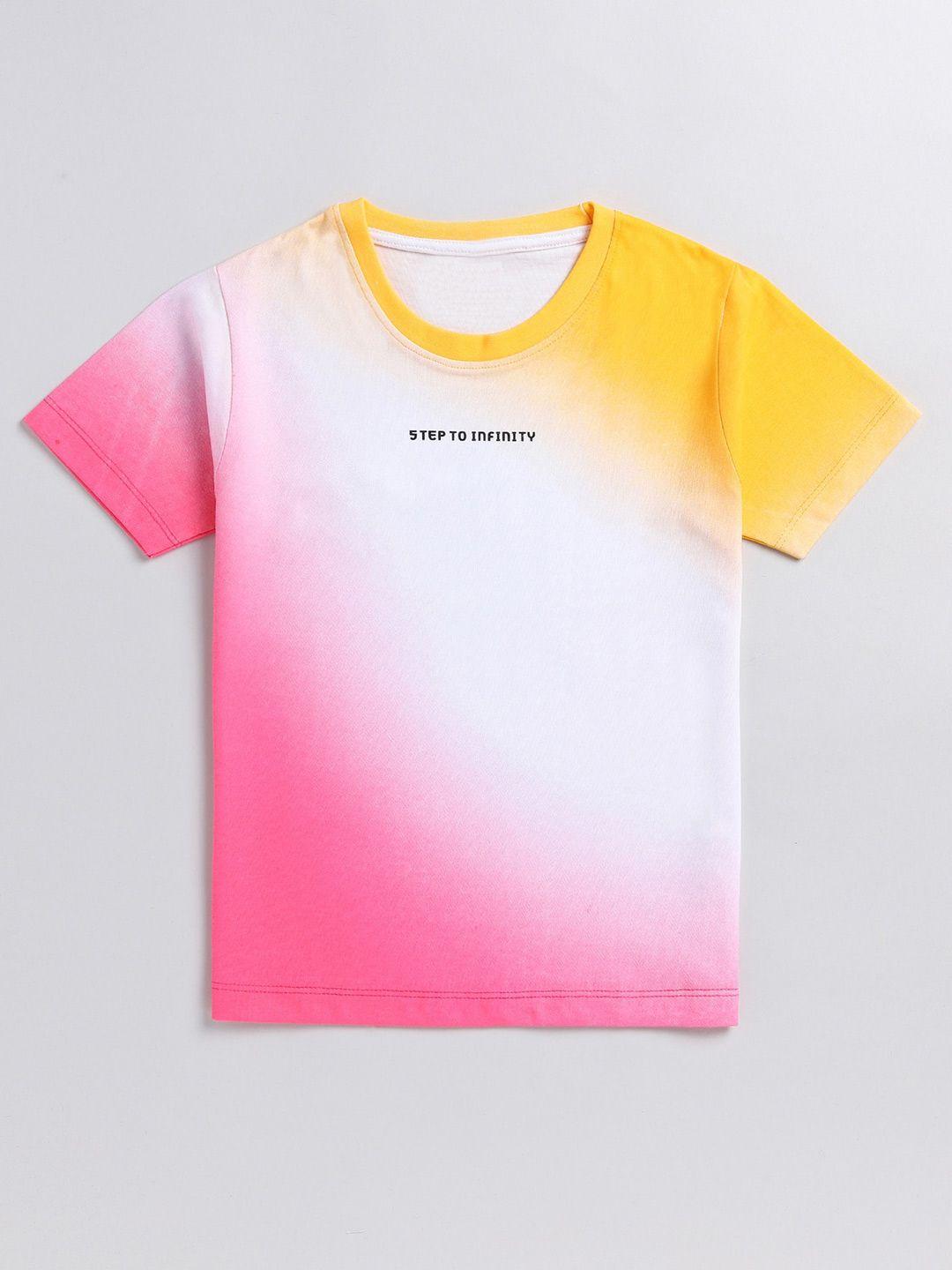 baesd boys multicoloured typography dyed applique t-shirt