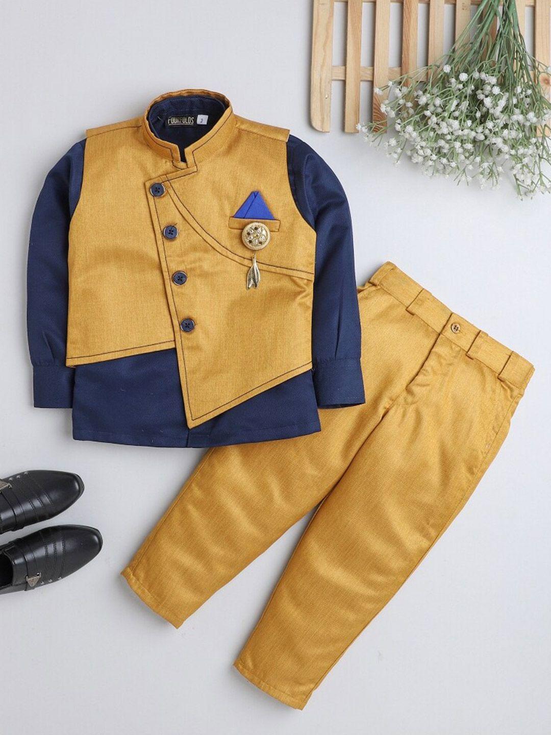 baesd boys mustard & blue shirt with trousers