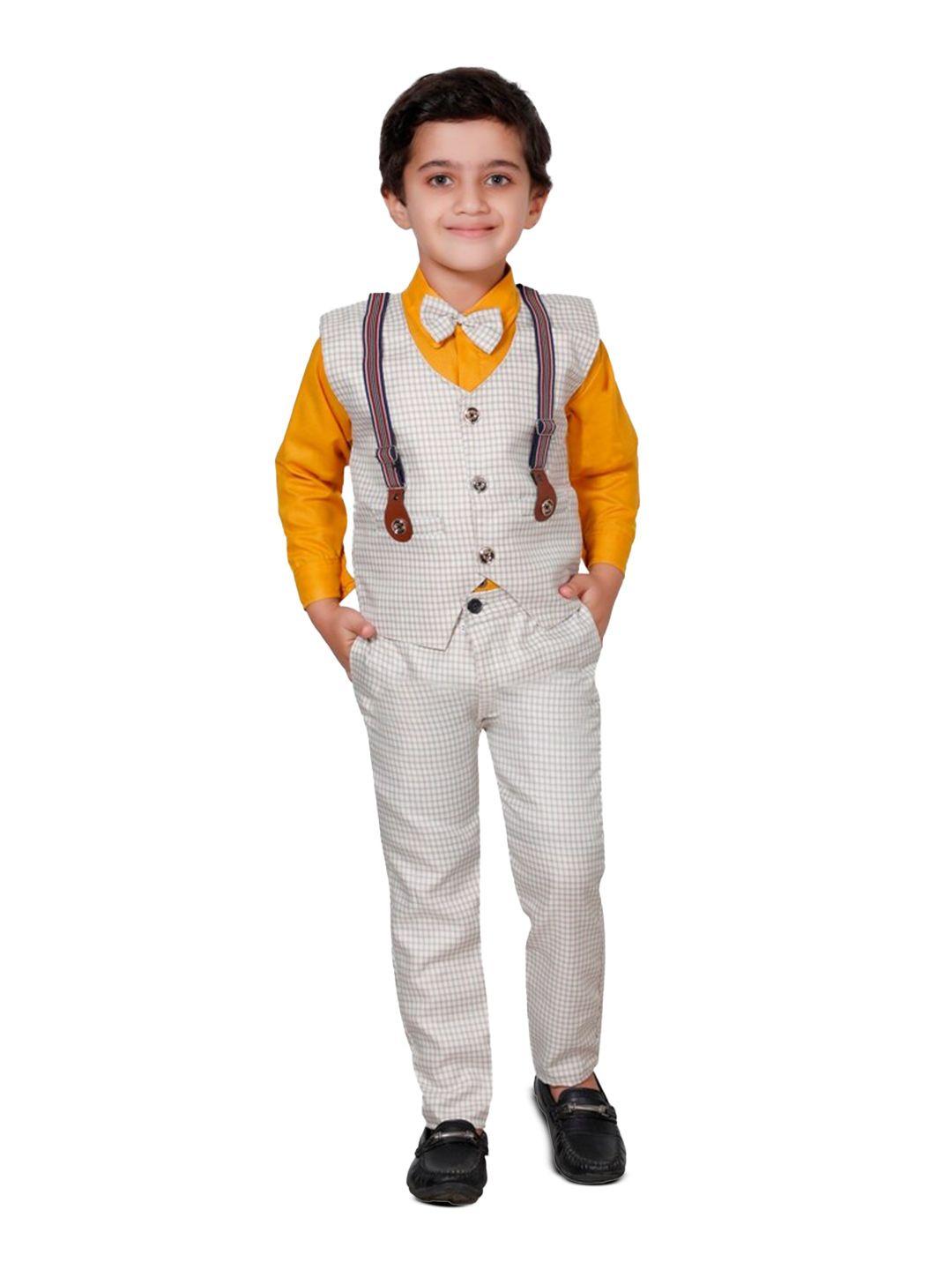 baesd boys mustard & cream-coloured shirt with trousers