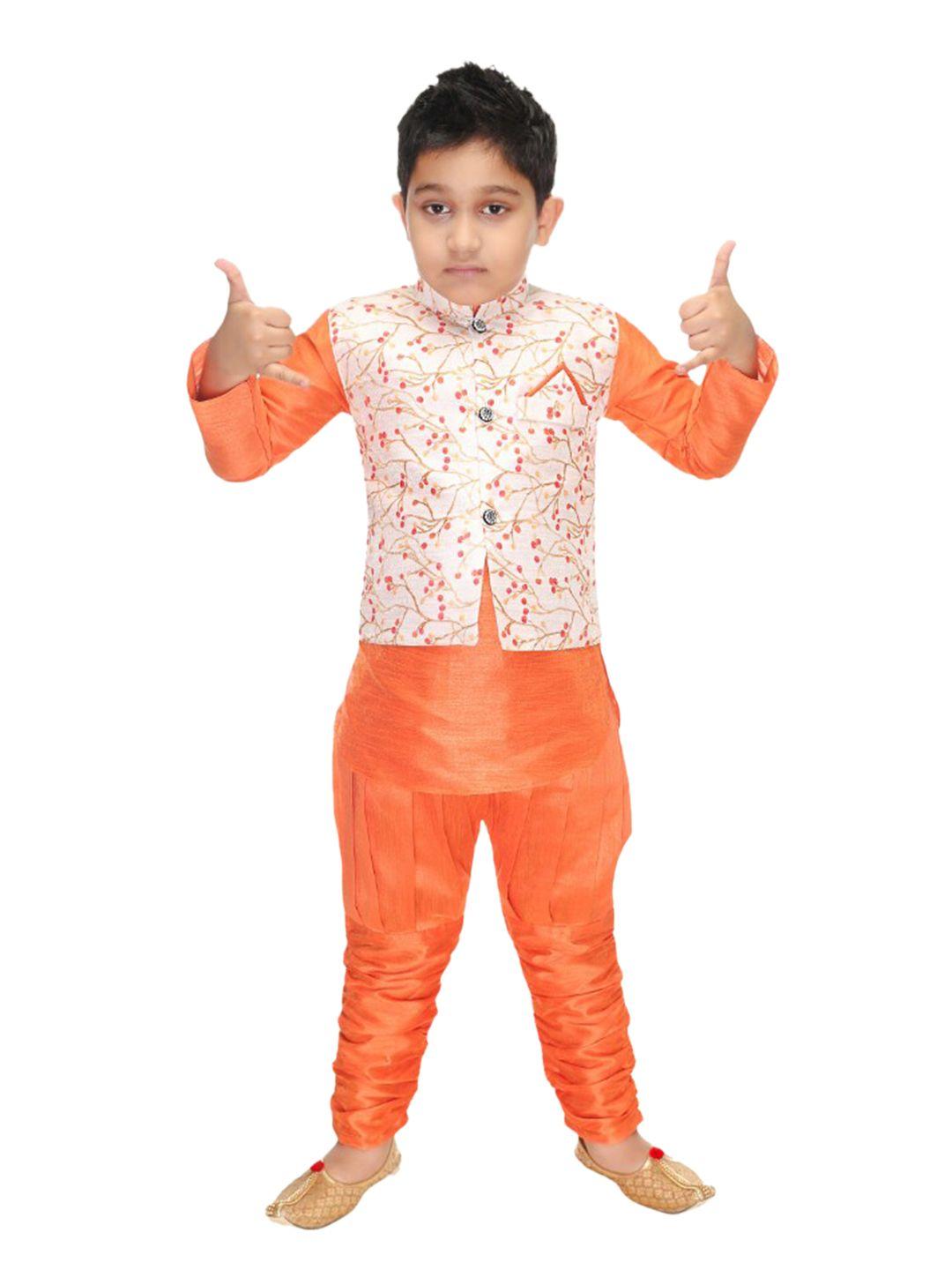 baesd boys orange regular kurta with trousers