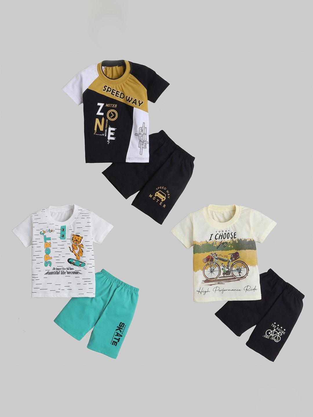 baesd boys pack of 3 printed t-shirt with shorts