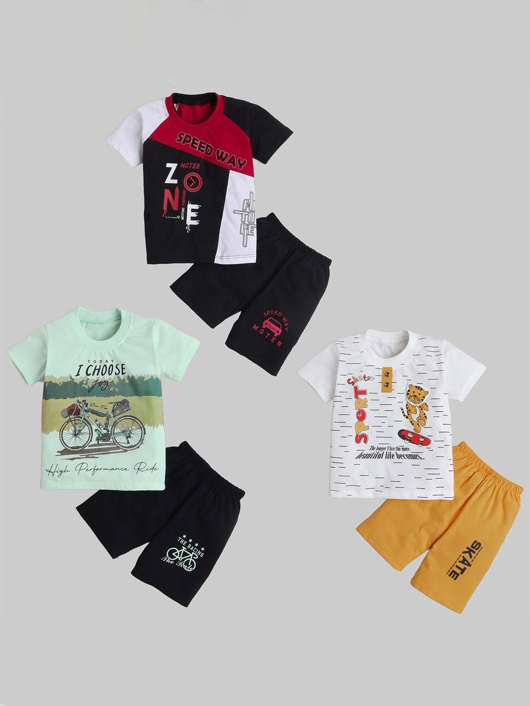 baesd boys pack of 3 printed t-shirt with shorts