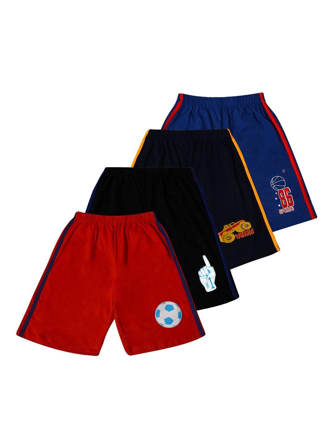 baesd boys pack of 4 graphic printed pure cotton shorts