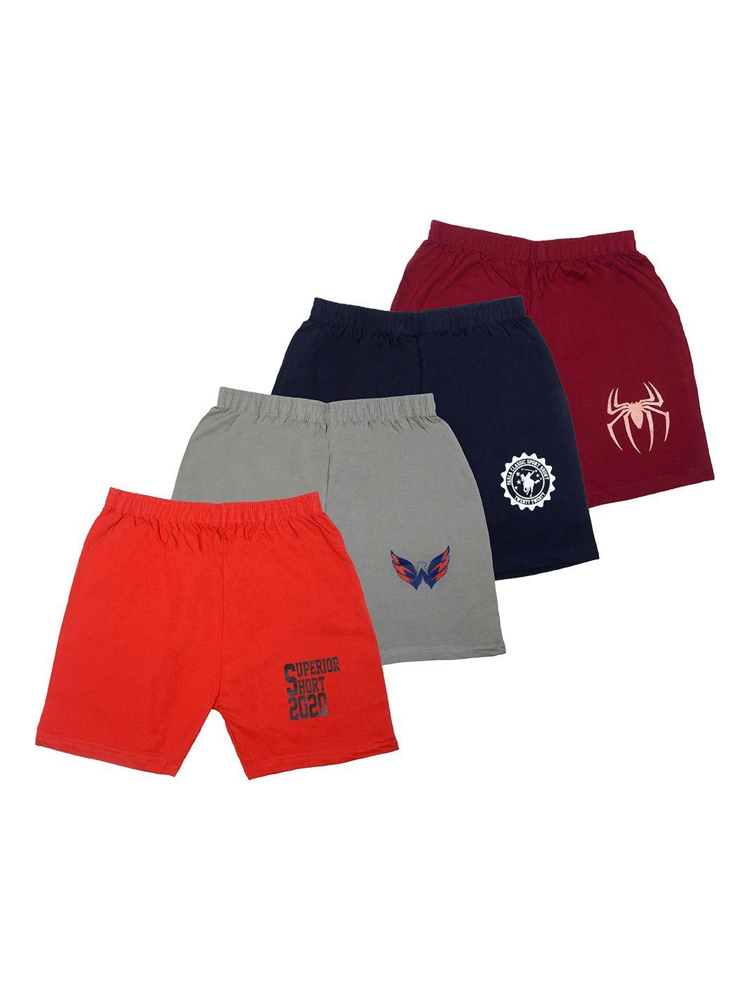 baesd boys pack of 4 graphic printed pure cotton shorts