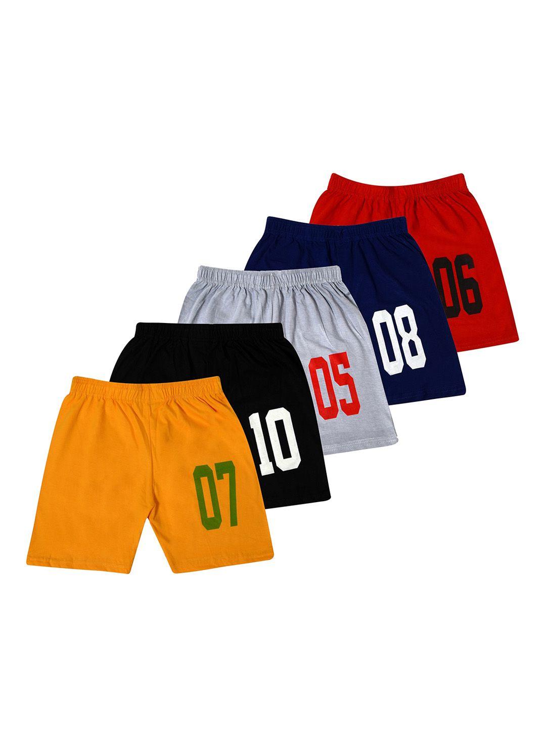 baesd boys pack of 5 typography printed pure cotton shorts