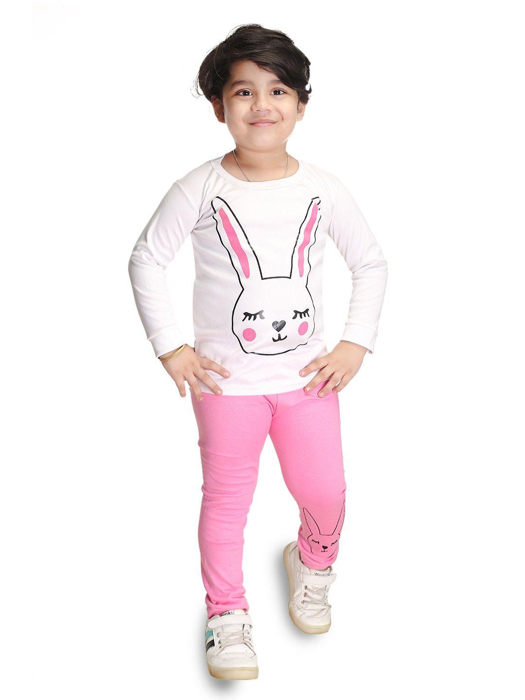 baesd boys pink & white printed t-shirt with trousers