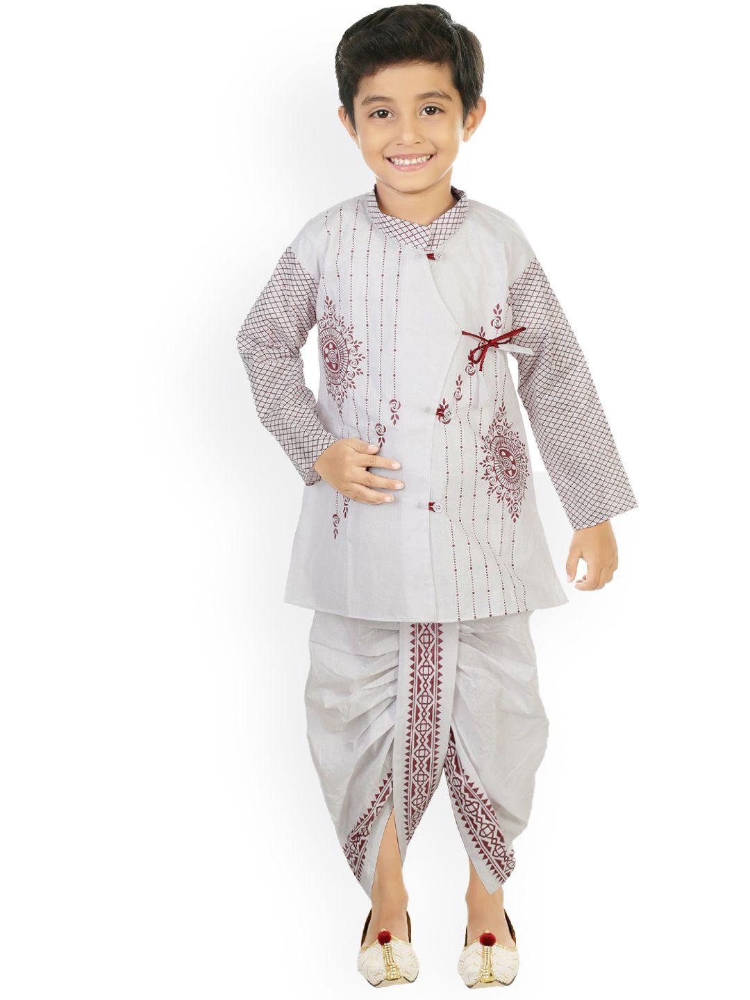 baesd boys printed cotton sherwani set