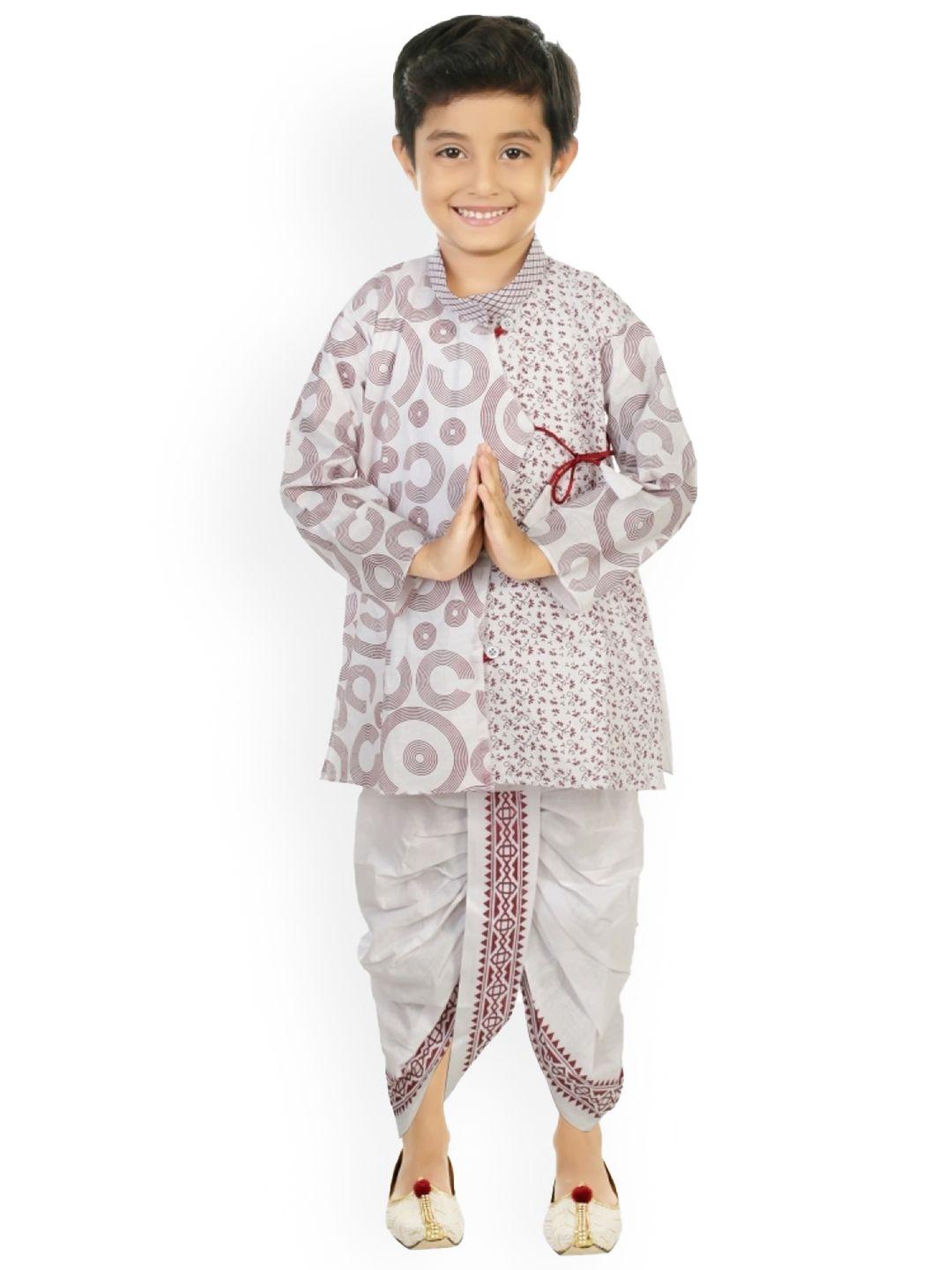 baesd boys printed cotton sherwani set