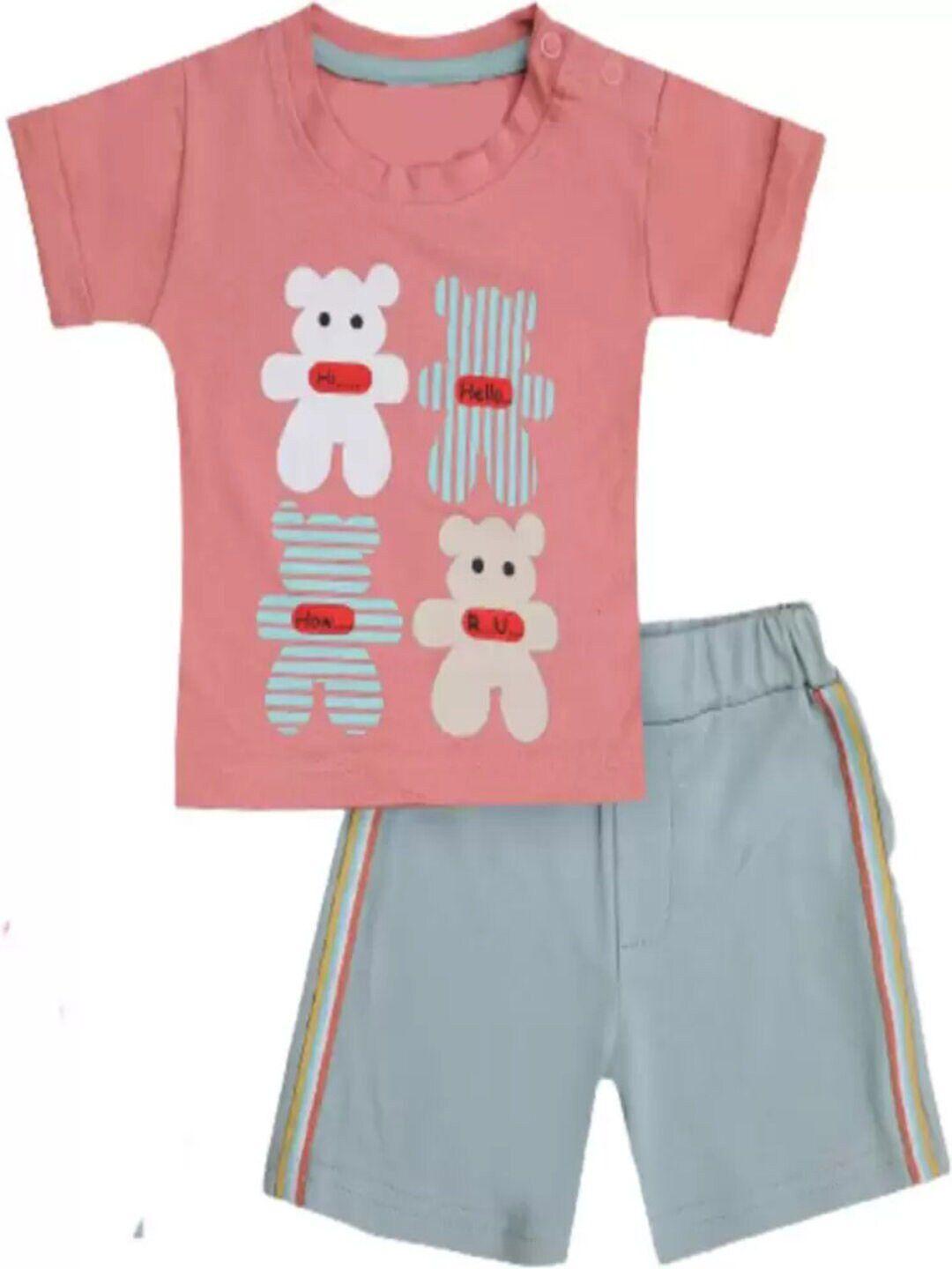 baesd boys printed cotton t-shirt with shorts