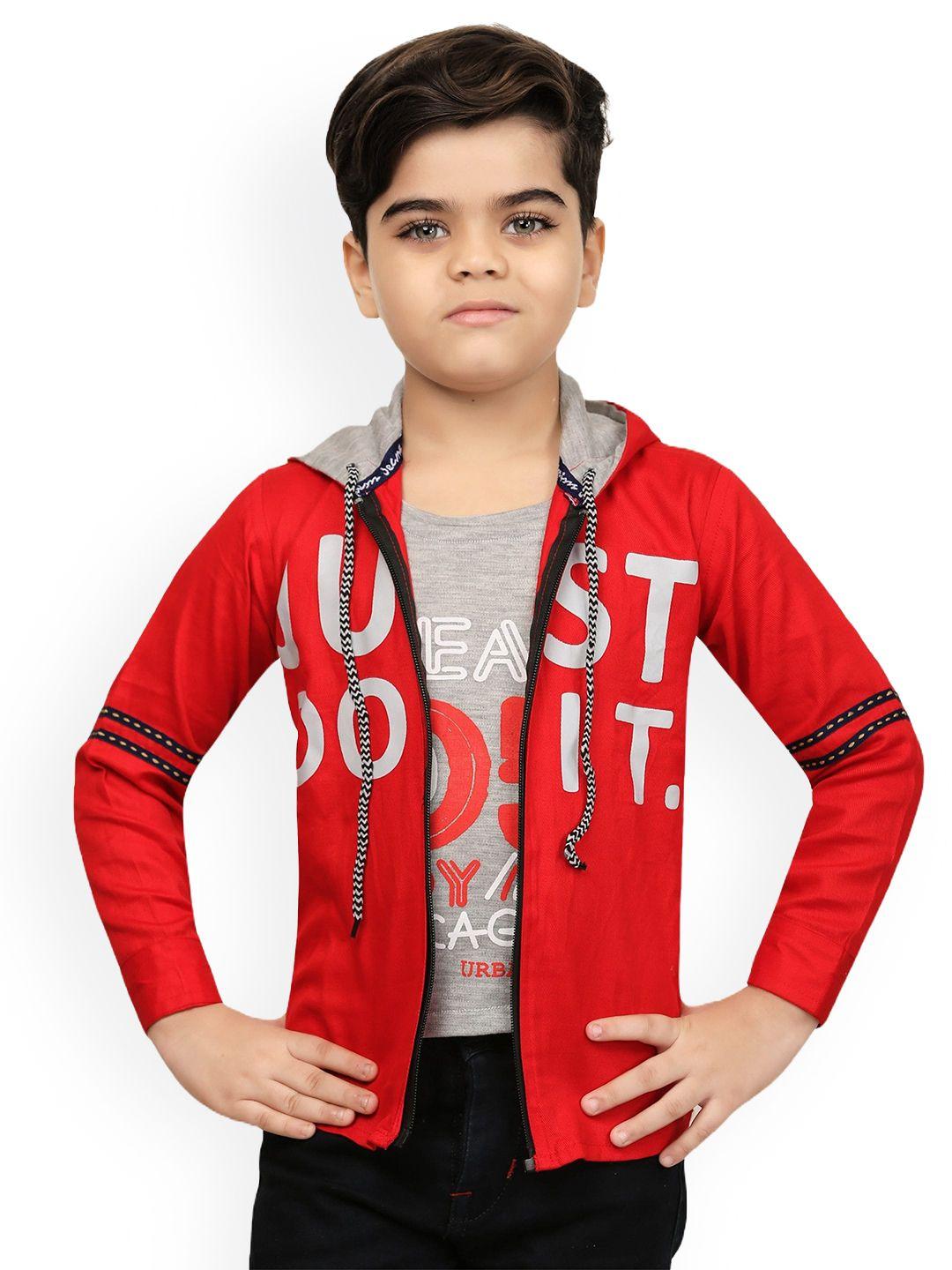 baesd boys printed lightweight open front jacket with attached t-shirt