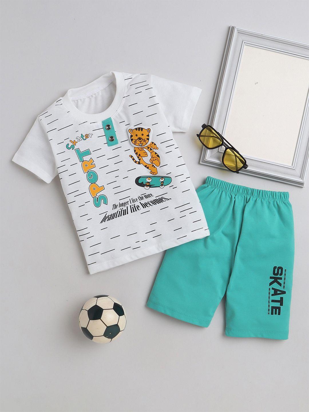 baesd boys printed pure cotton t-shirt with shorts