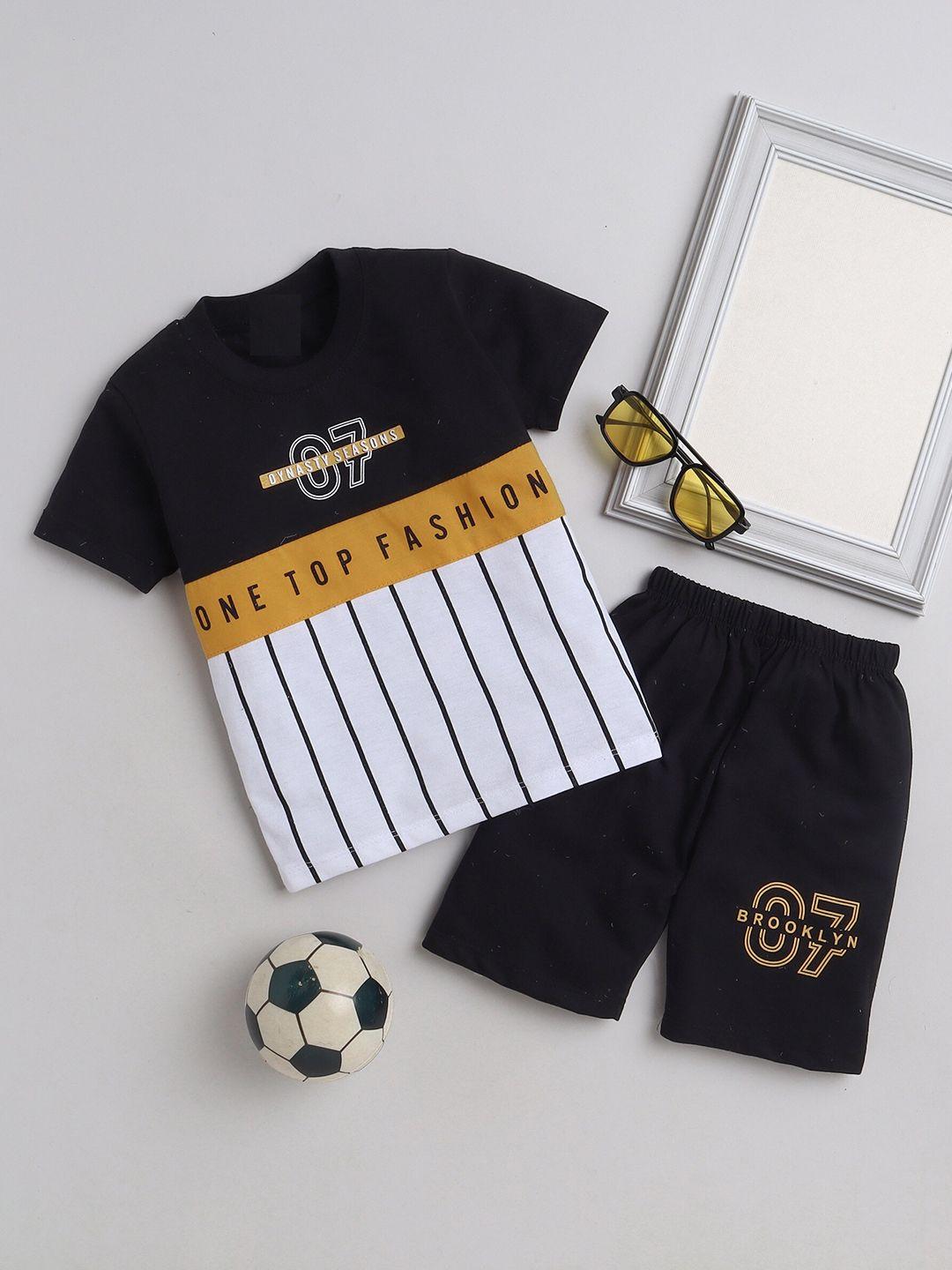 baesd boys printed pure cotton t-shirt with shorts