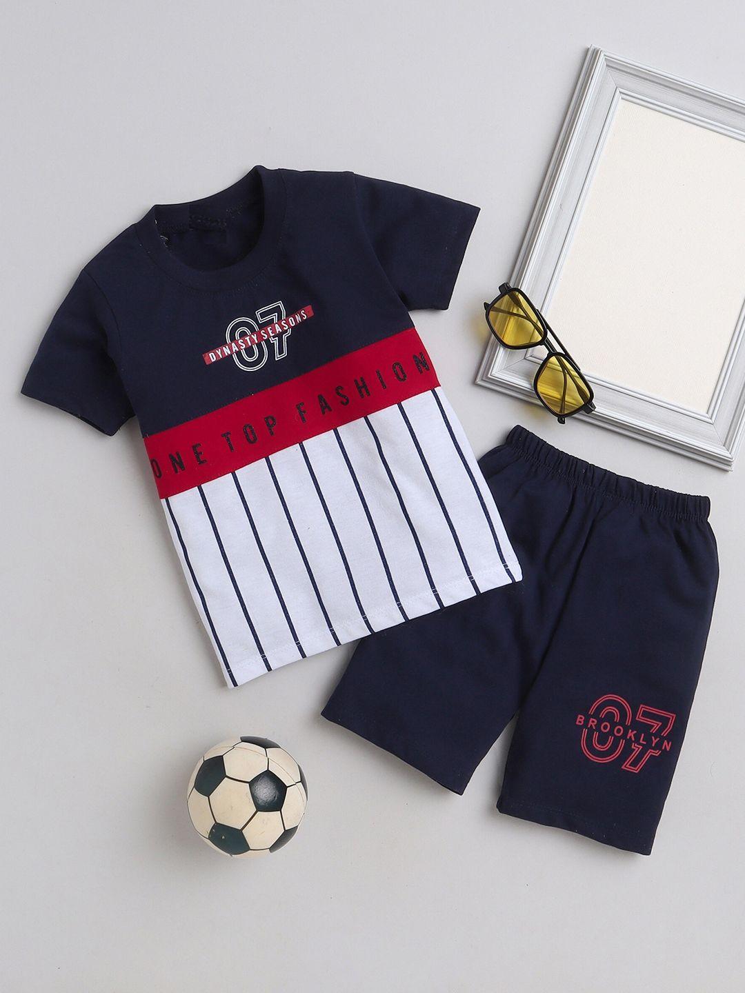 baesd boys printed pure cotton t-shirt with shorts