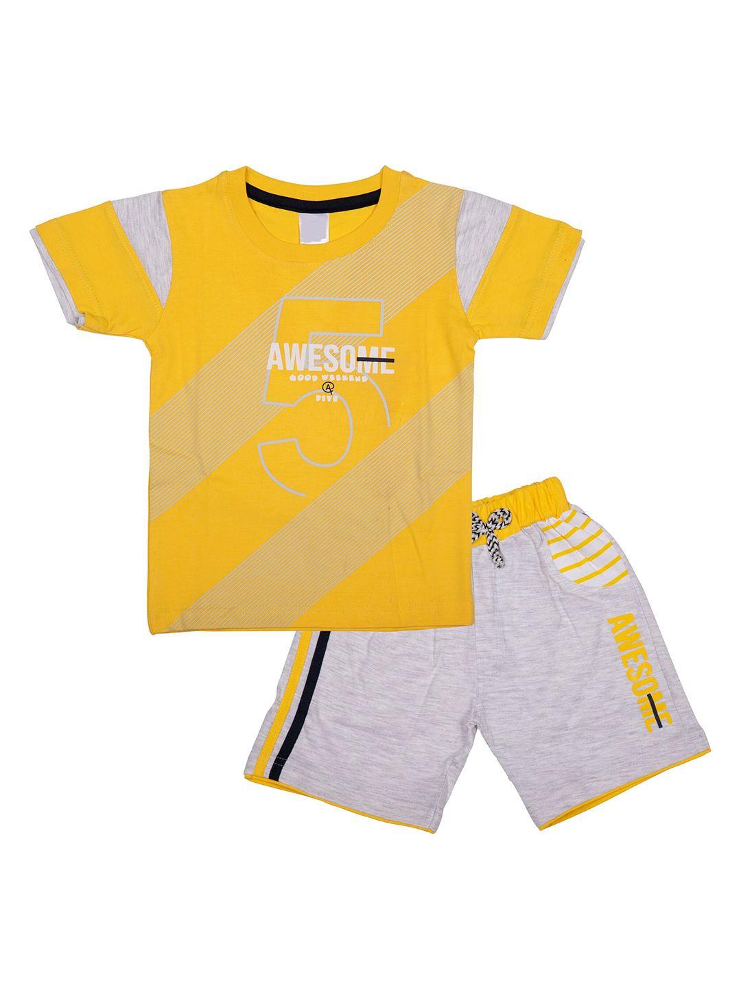 baesd boys printed pure cotton t-shirt with shorts