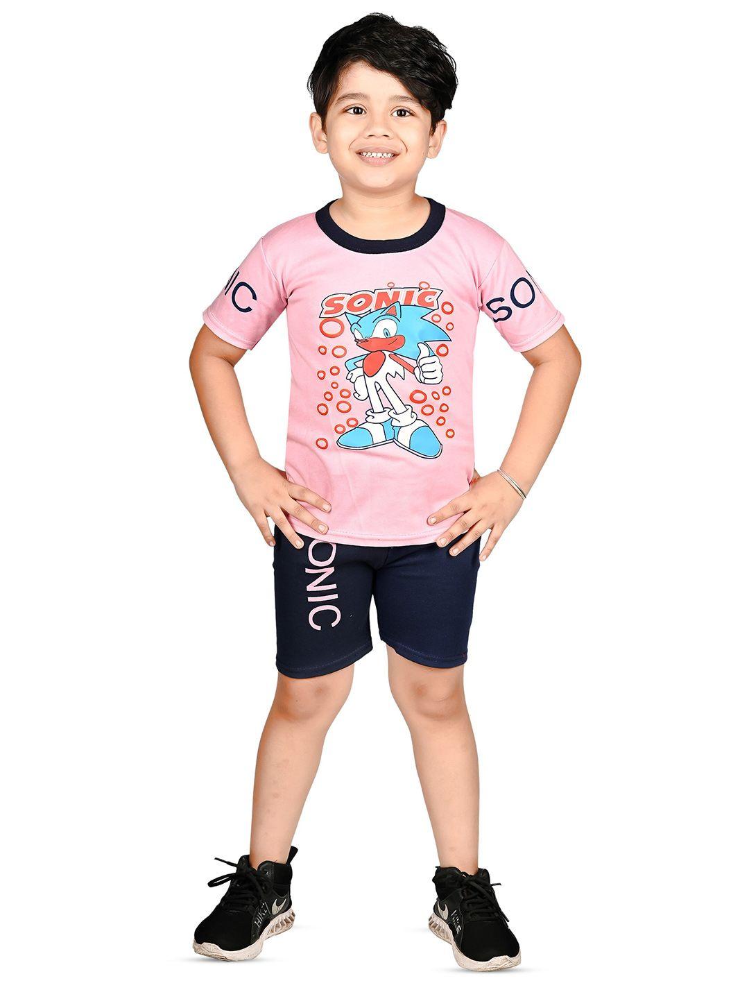 baesd boys printed pure cotton t-shirt with shorts