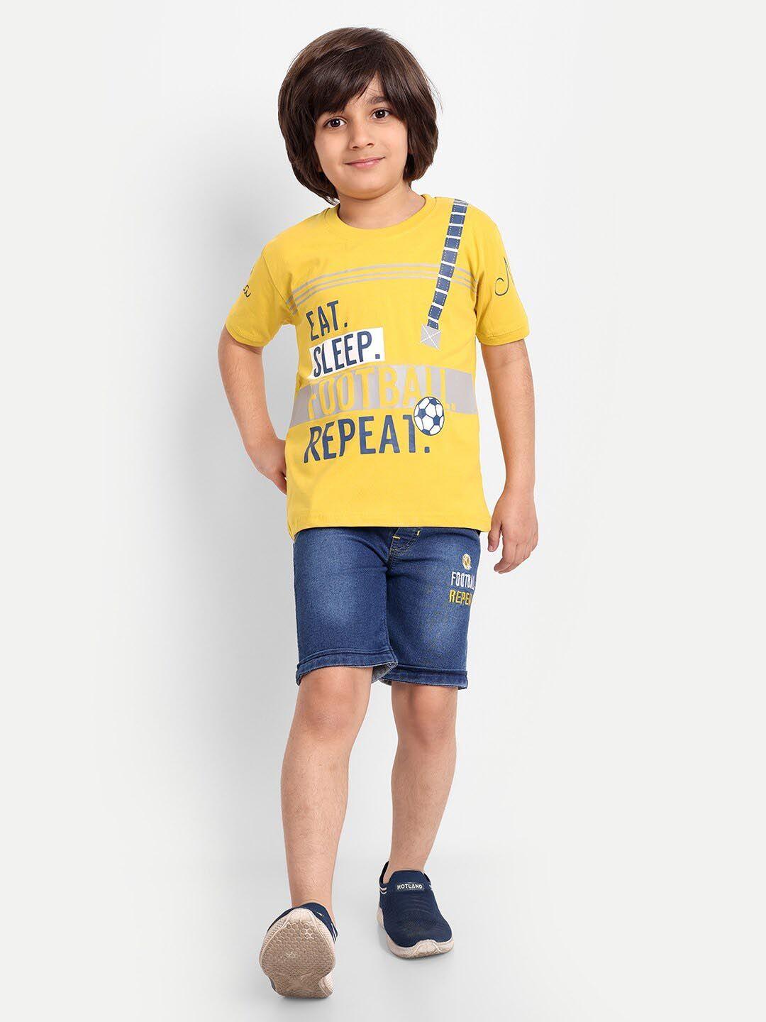 baesd boys printed pure cotton t-shirt with shorts