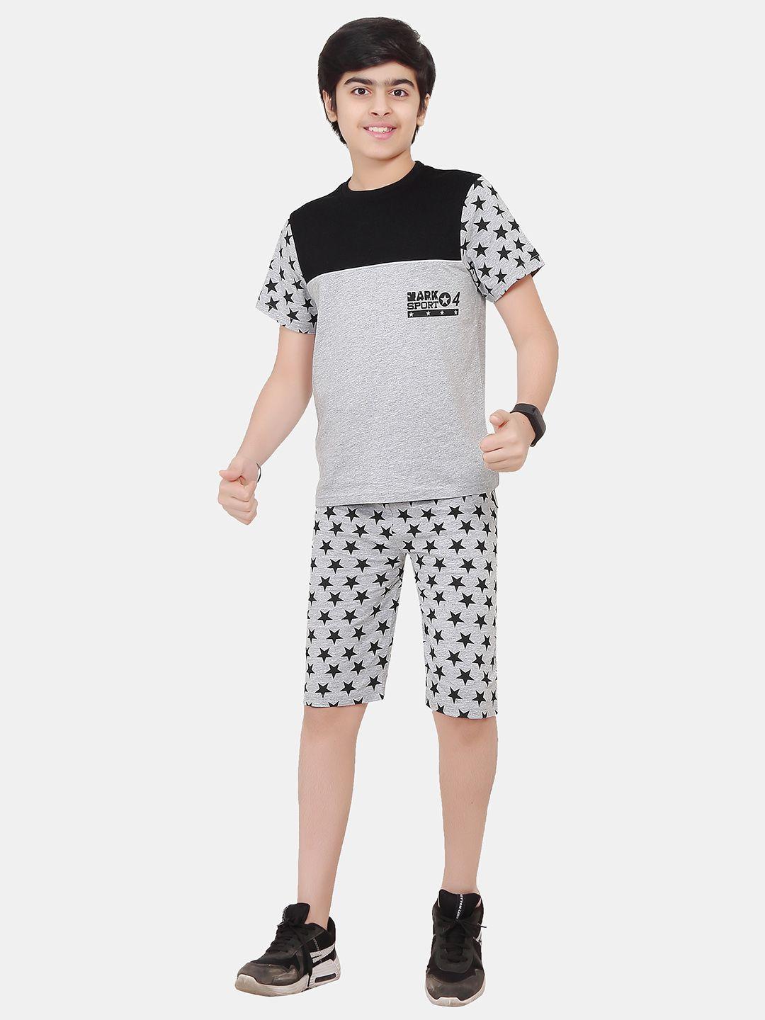 baesd boys printed pure cotton t-shirt with shorts