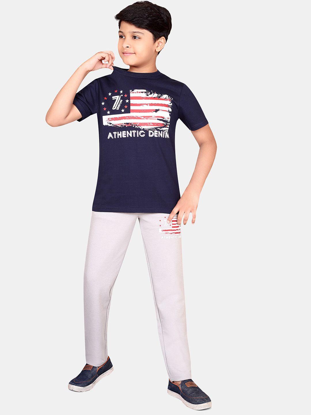 baesd boys printed pure cotton t-shirt with trousers