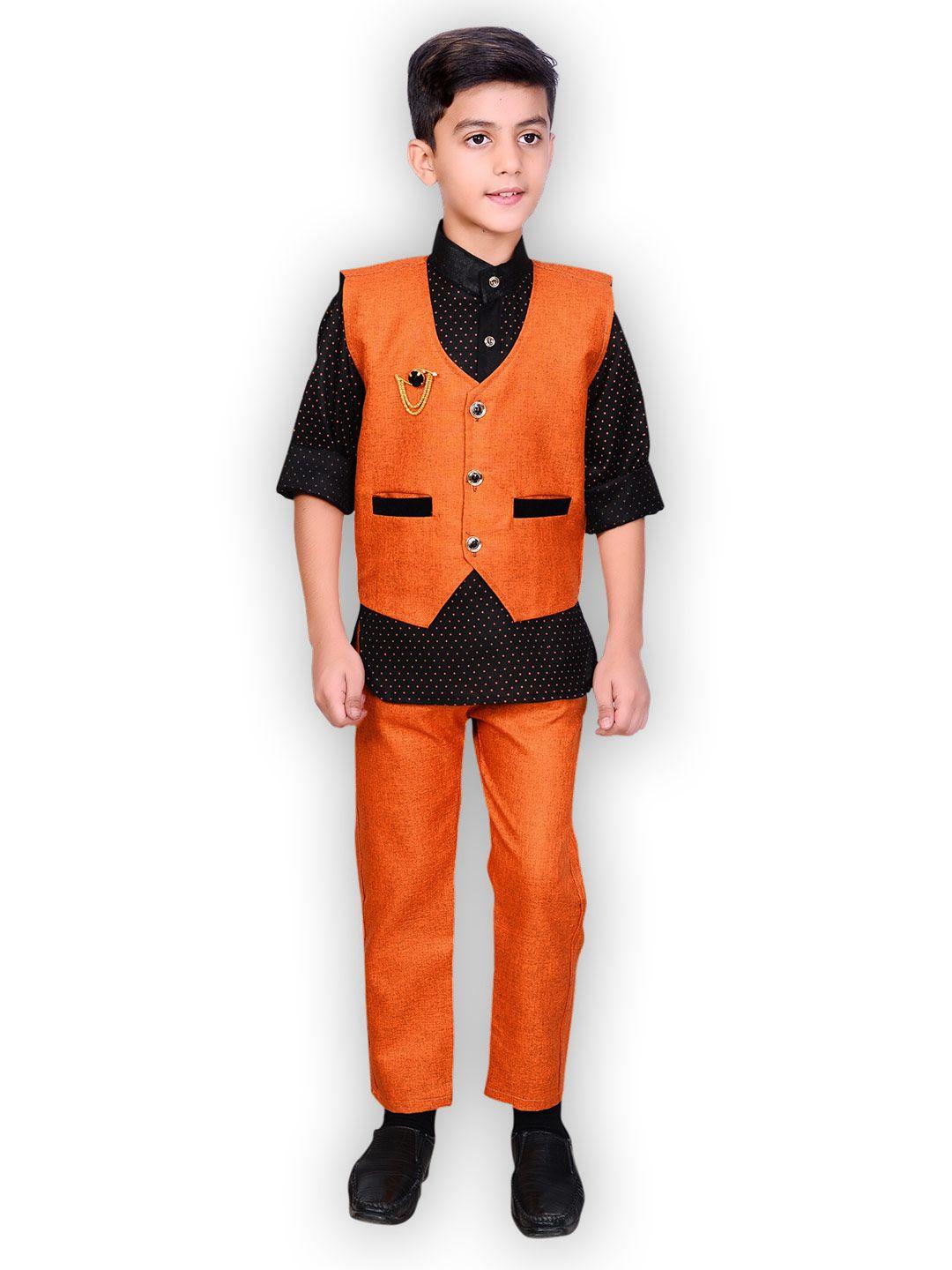 baesd boys printed shirt with trousers & waistcoat