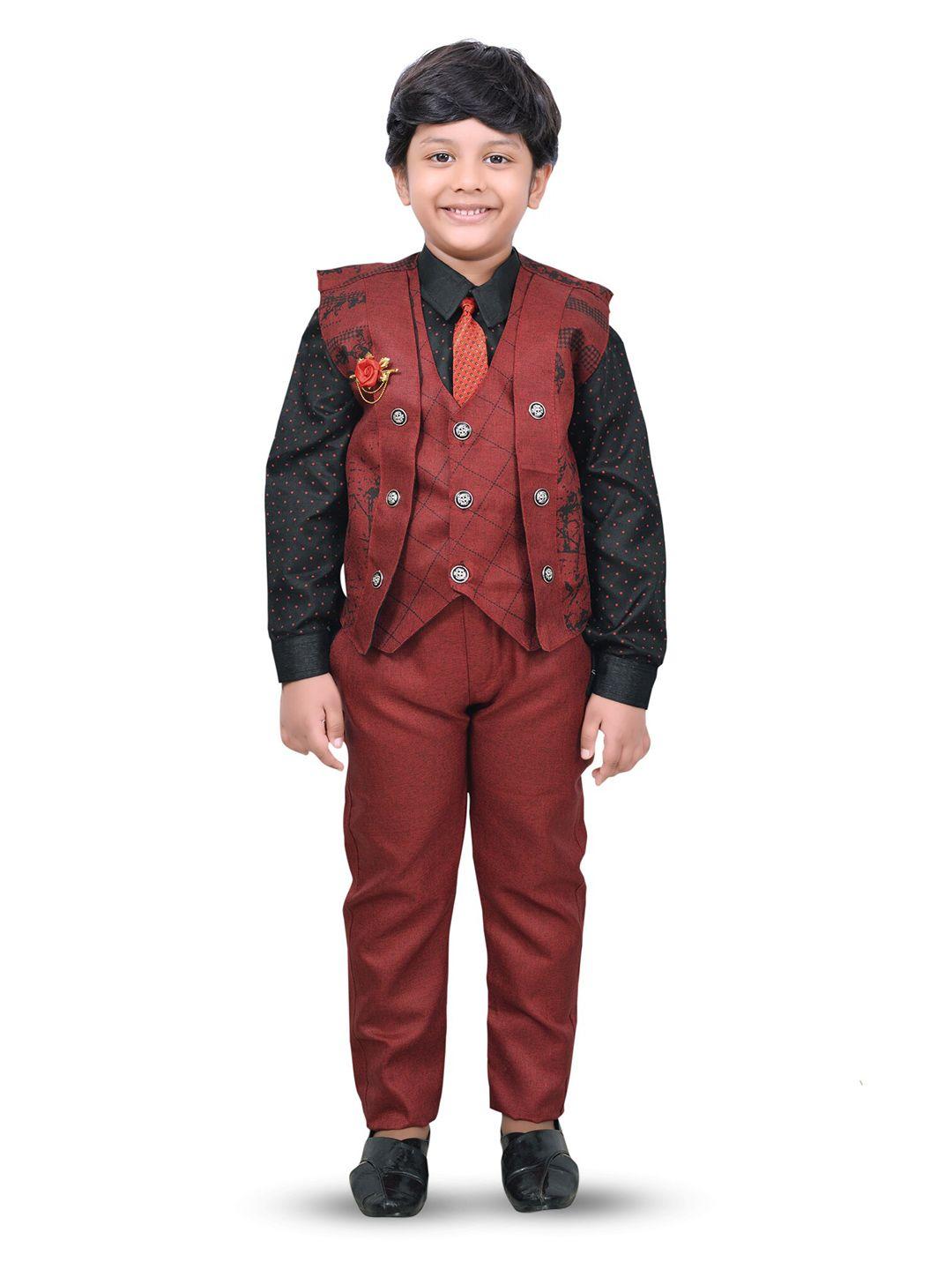 baesd boys printed shirt with trousers & waistcoat