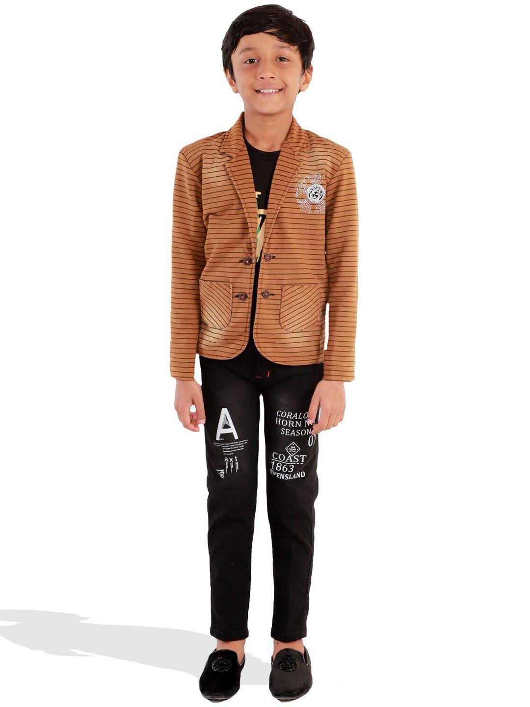 baesd boys printed t-shirt & trousers with waistcoat