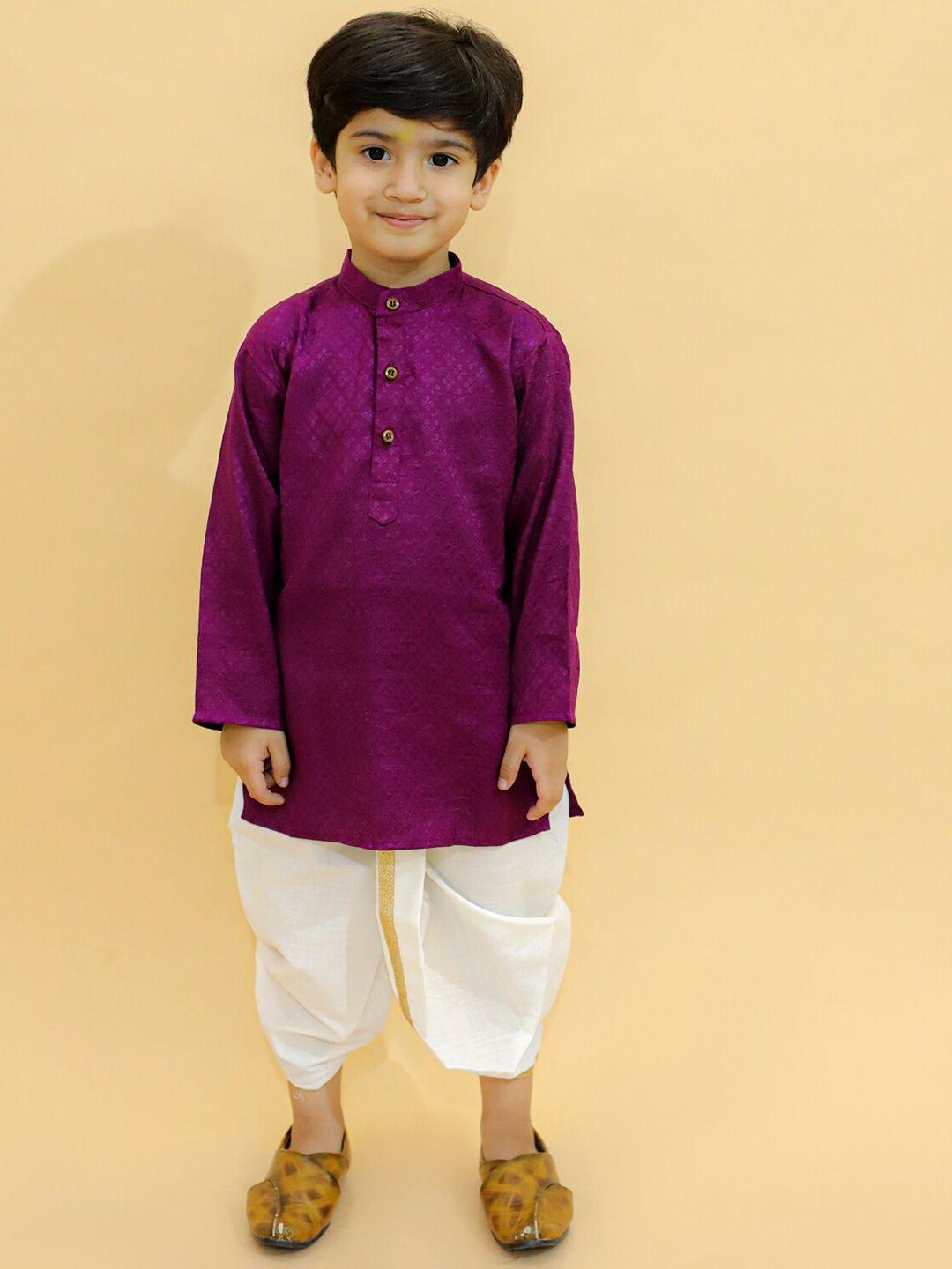 baesd boys purple regular kurta with dhoti pants